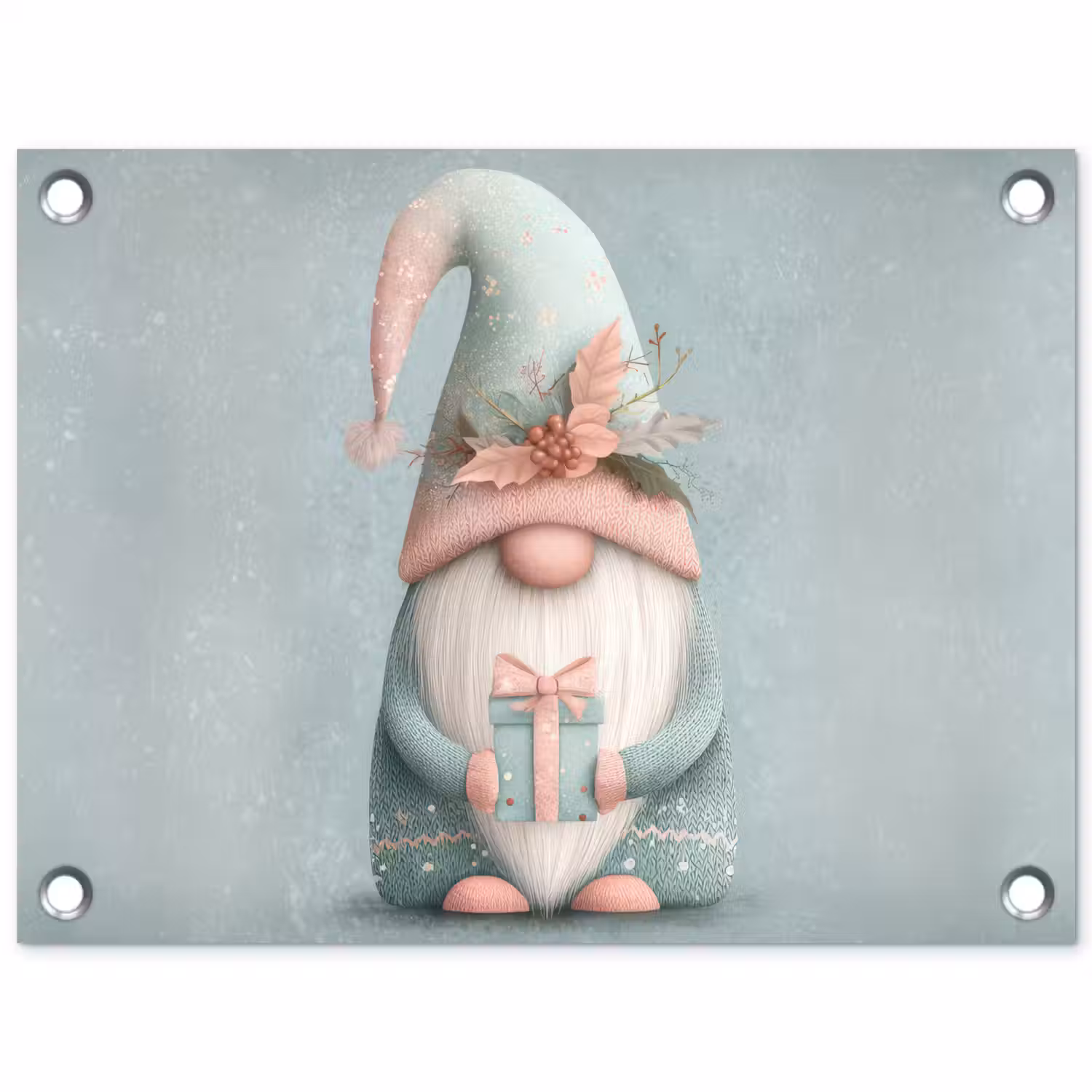 Kerstgnome - Cadeau - Groen tuinposter los doek klein -3d