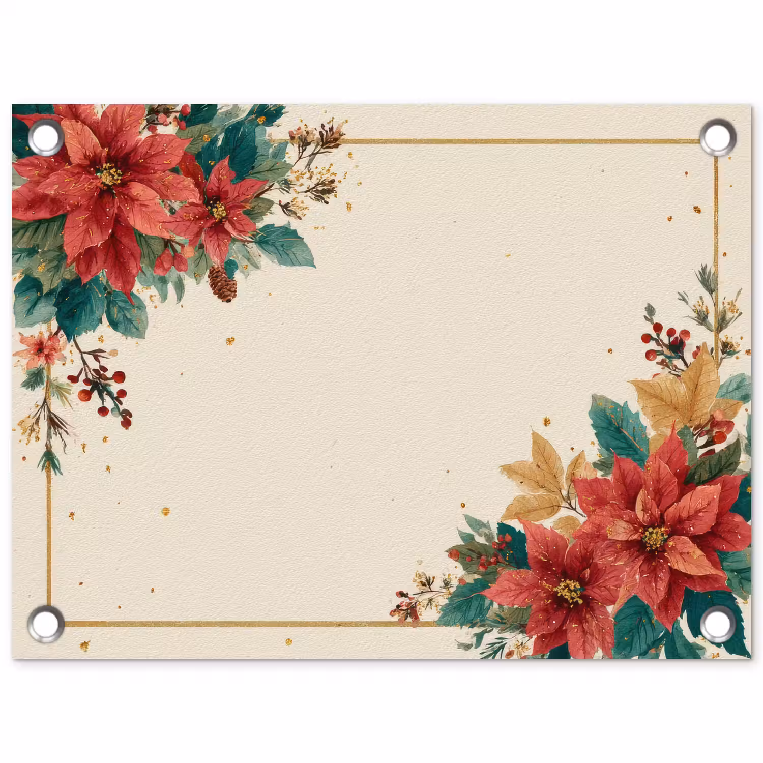 Kerst - Poinsettia - Omlijsting - Kleurrijk tuinposter los doek klein -3d
