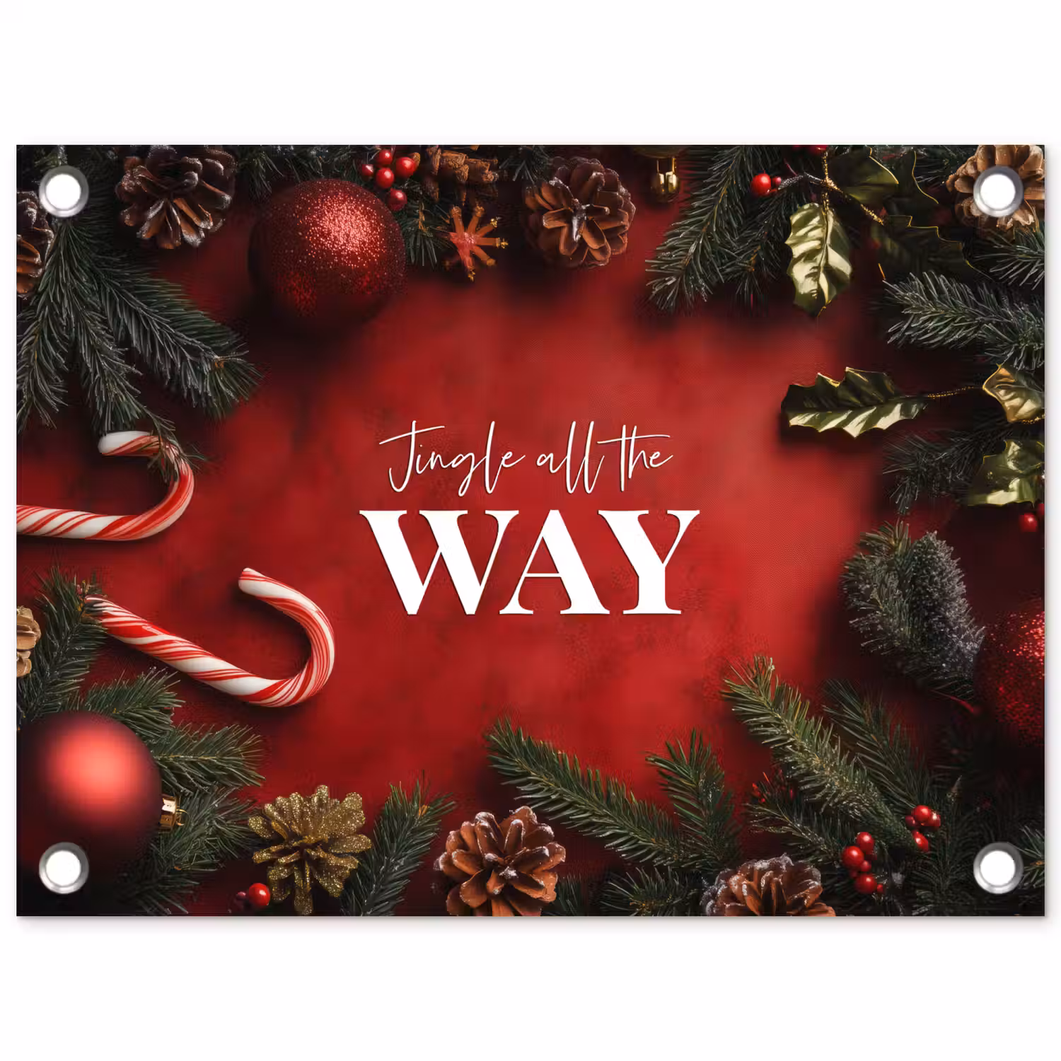 Kerst - Quote - Rood - Kerstballen tuinposter los doek klein -3d