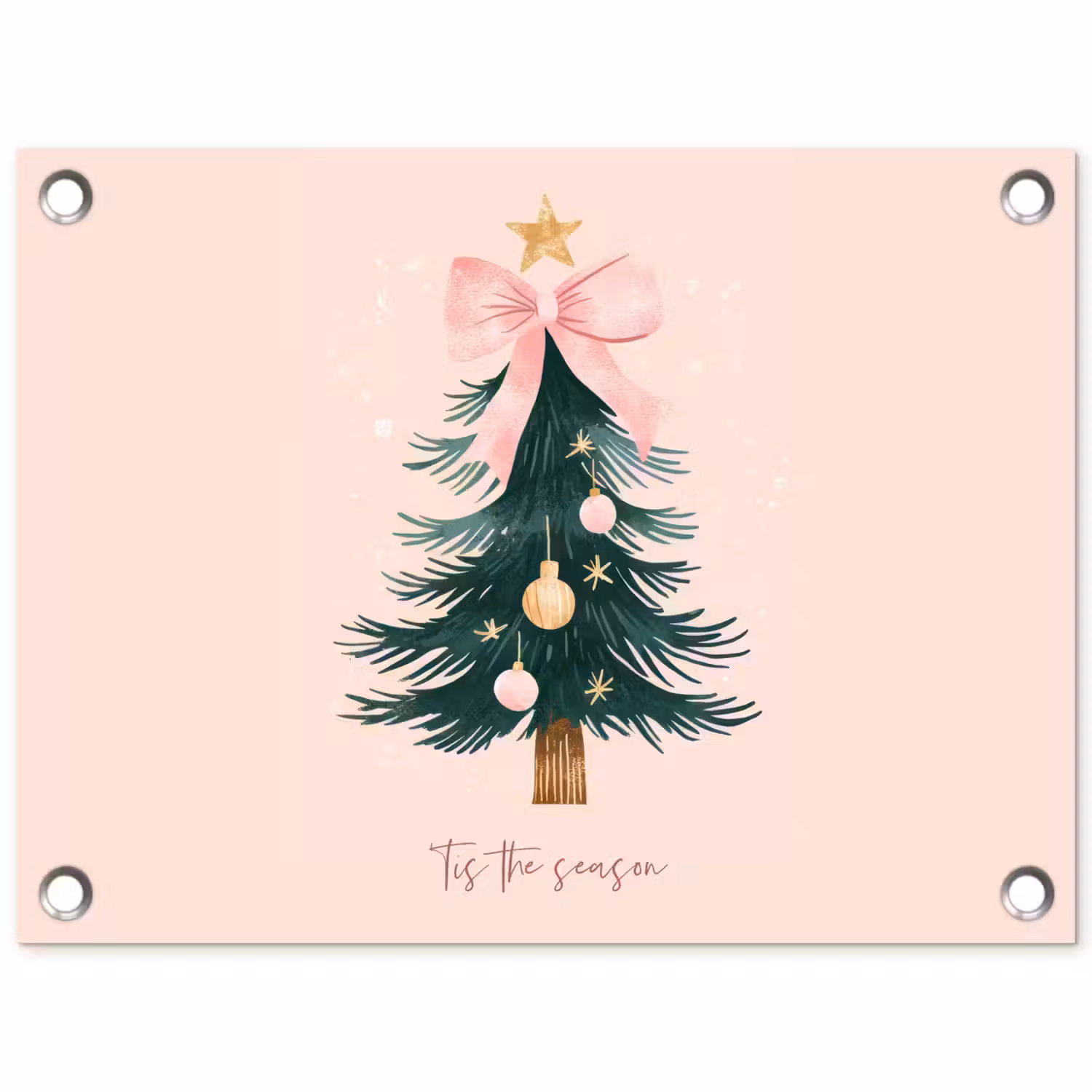 Christmas Season - Kerst - Kerstboom - Roze tuinposter los doek klein -3d