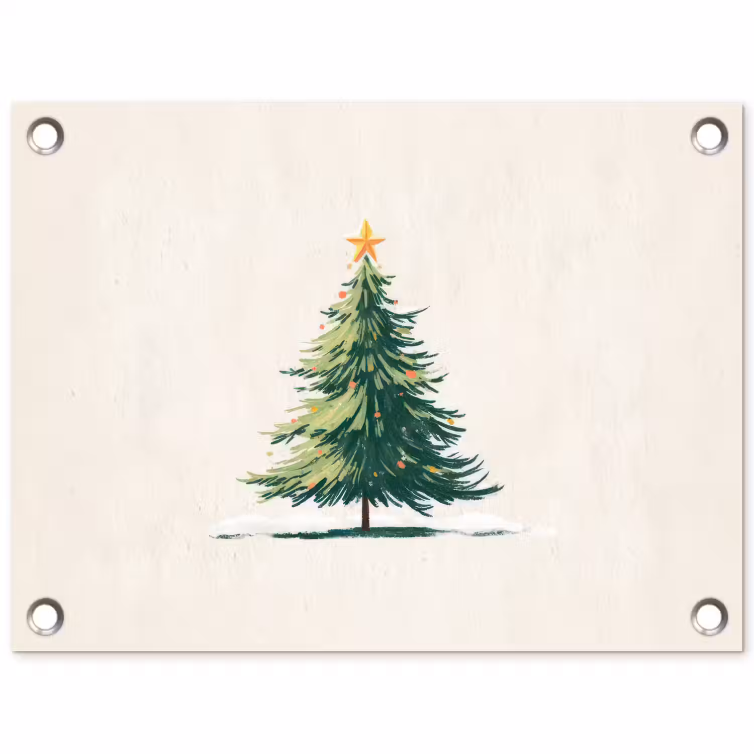 Kerstboom - Illustratie - Ster - Sneeuw tuinposter los doek klein -3d