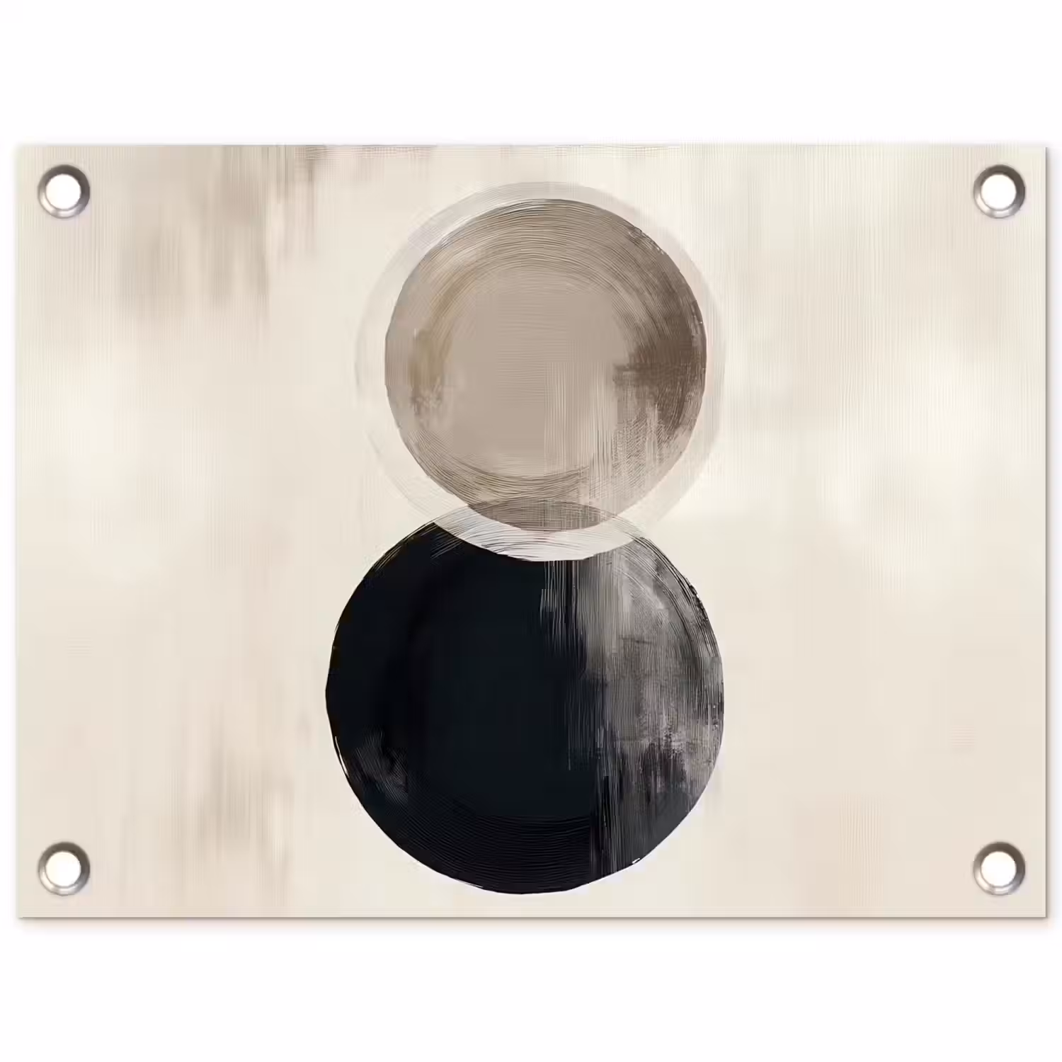 Cirkels - Vorm - Beige - Abstract tuinposter los doek klein -3d
