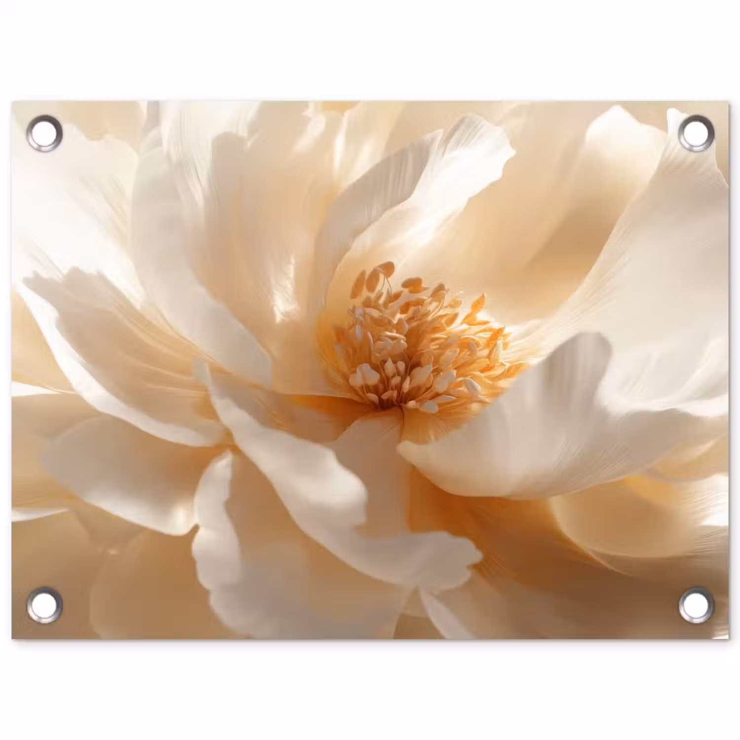 Close up - Pioenroos - Wit tuinposter los doek klein -3d
