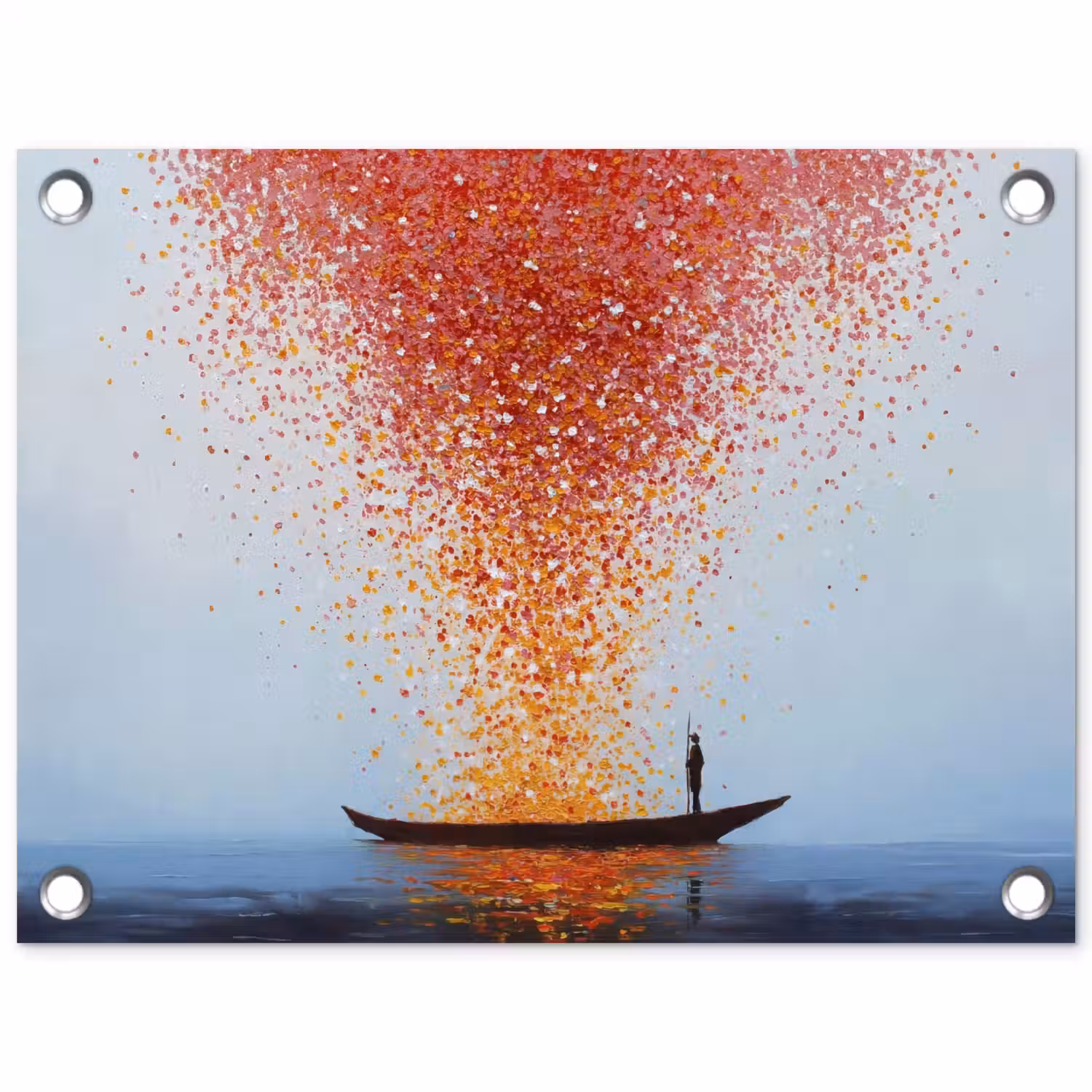 Wolk - Confetti - Boot - Wateroppervlakte tuinposter los doek klein -3d