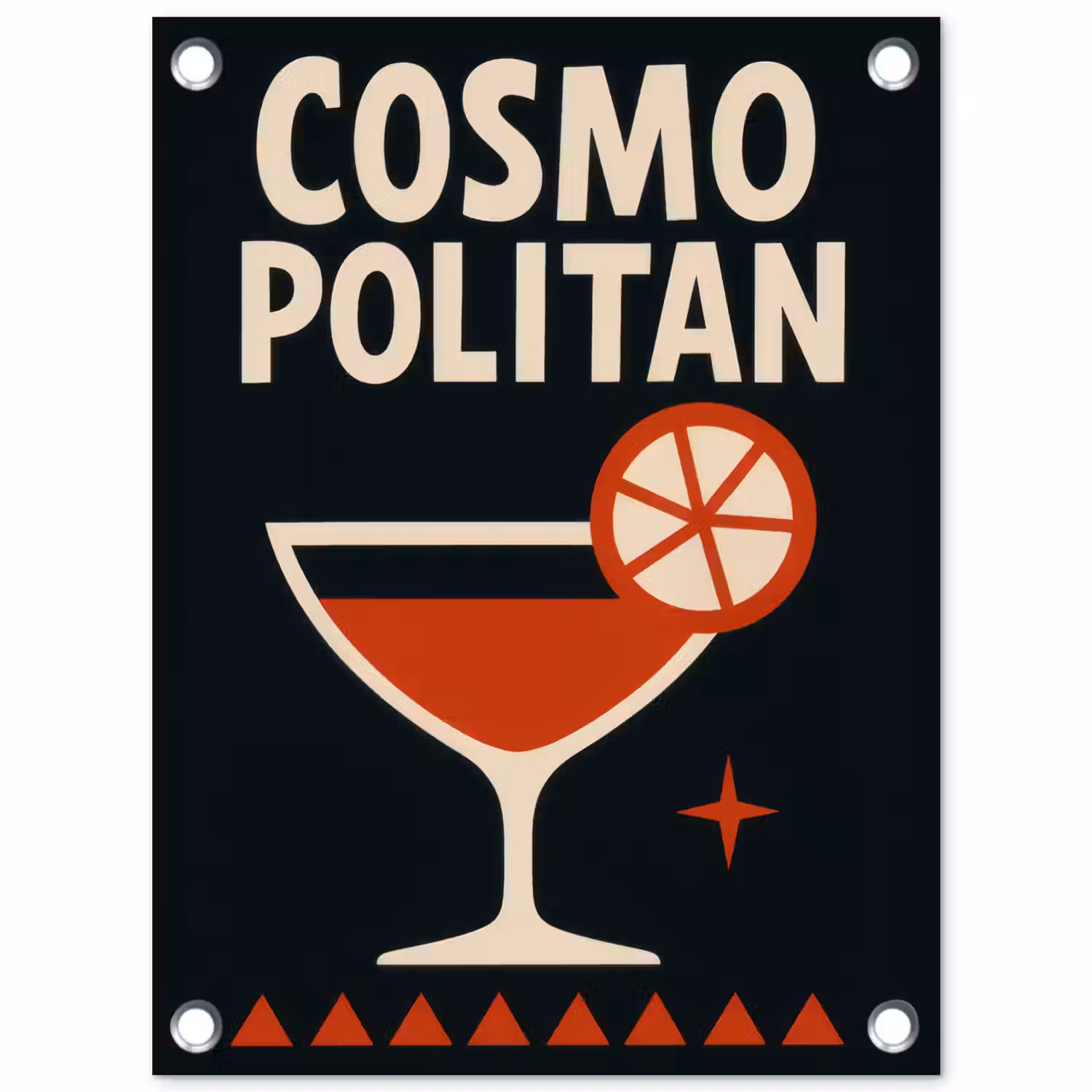 Cocktail - Zwart - Illustratie tuinposter los doek klein -3d