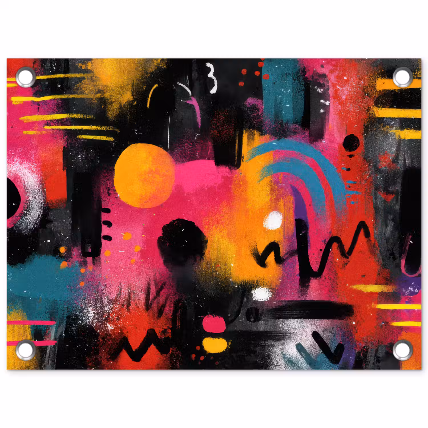 Kleurvlakken - Vormen - Kleurrijk - Abstract tuinposter los doek klein -3d