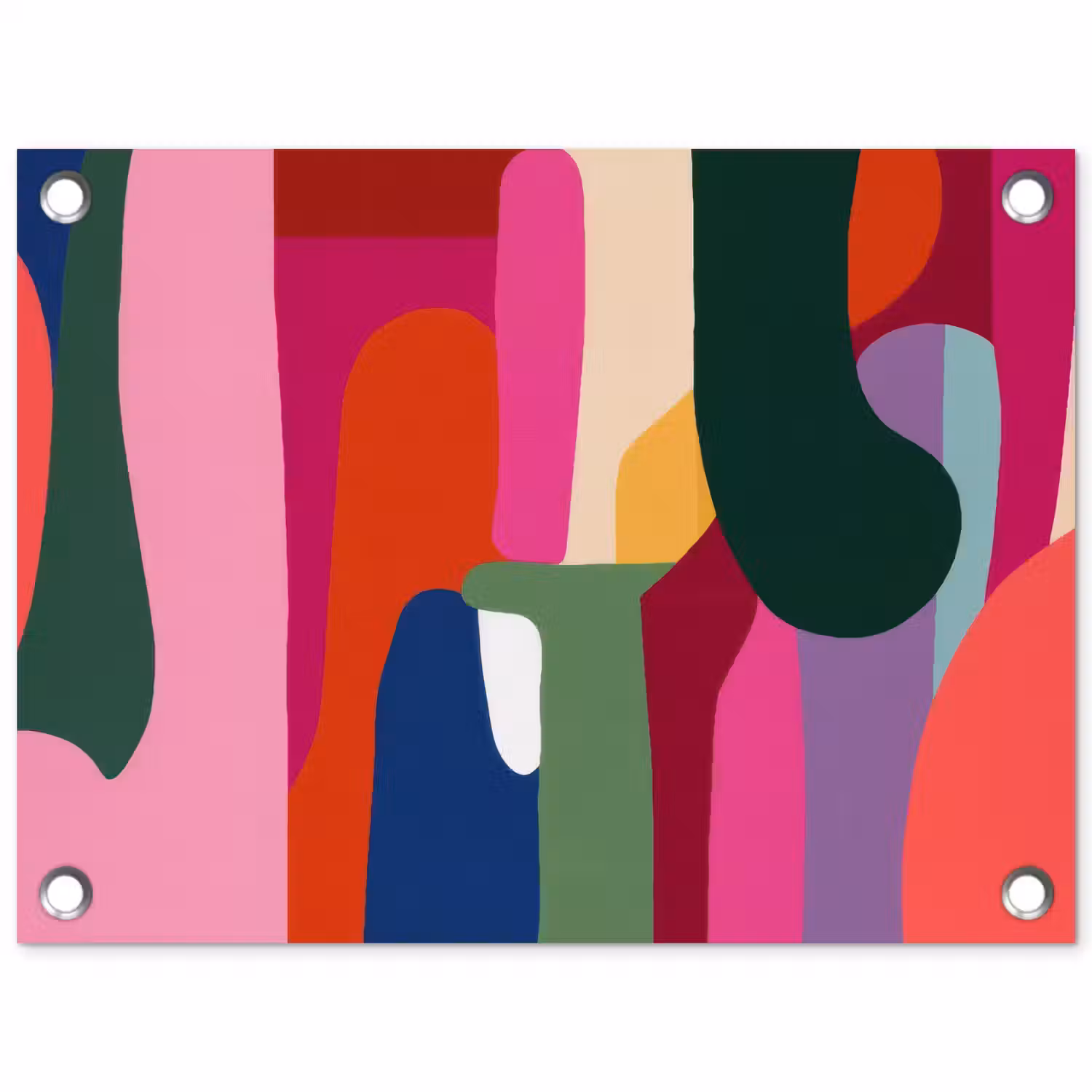 Kleurvakken - Recht - Rond - Abstract tuinposter los doek klein -3d