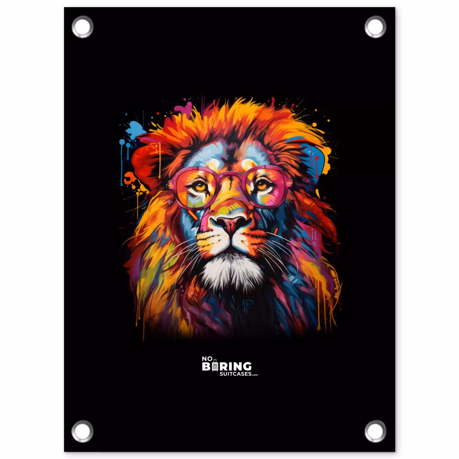 Kleurrijke leeuw in graffiti stijl tuinposter los doek klein -3d