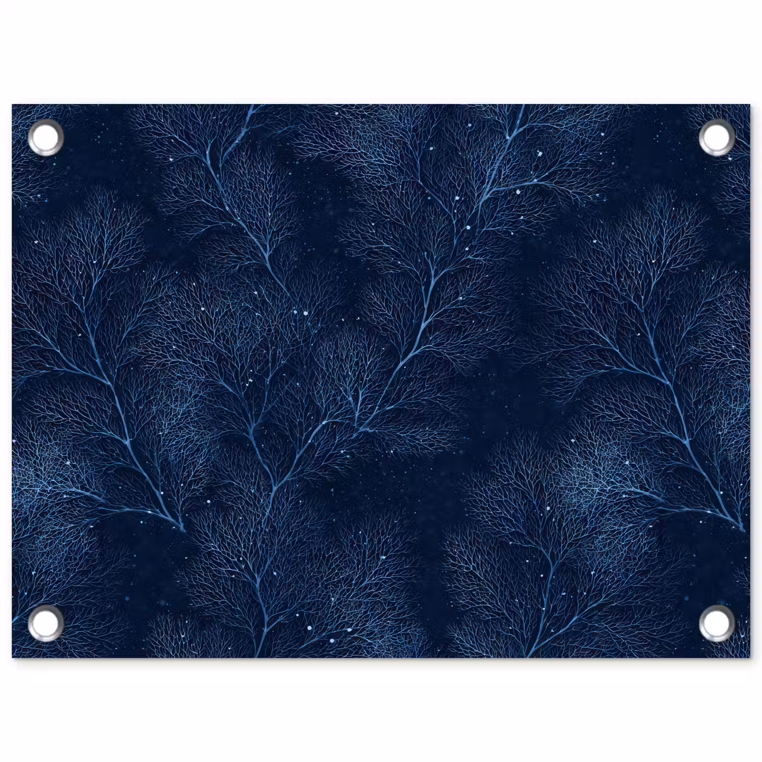 Koraal - Takken - Patroon - Nachtblauw tuinposter los doek klein 239 -3d