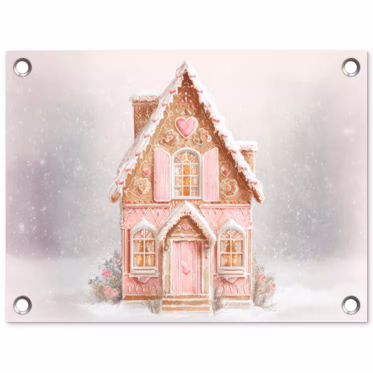 Huisje - Suiker - Pastel tuinposter los doek klein -3d