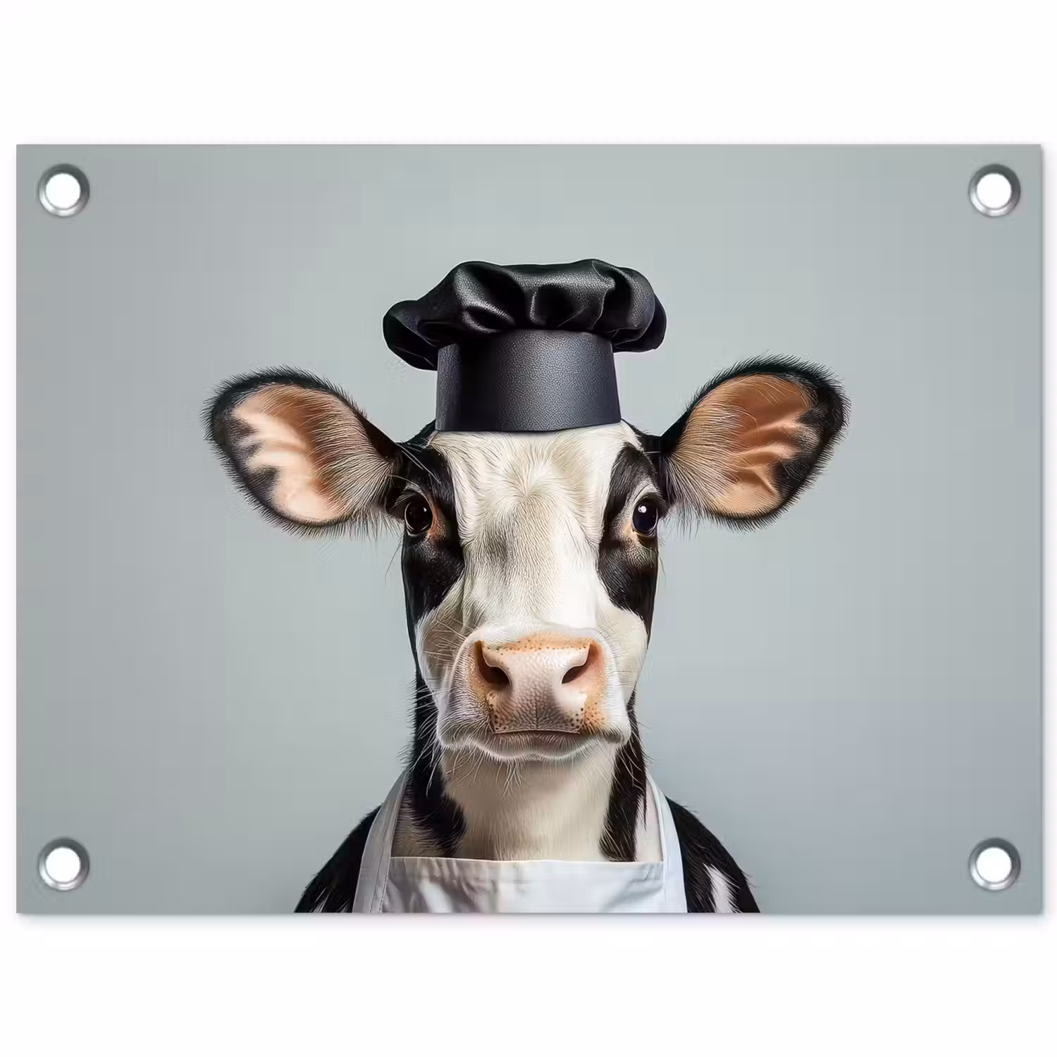 Koe - Zwart - Wit - Kok tuinposter los doek klein -3d