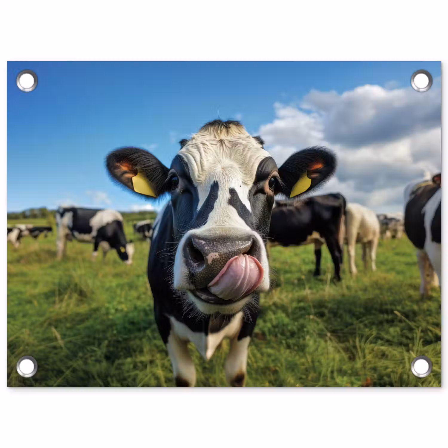 Koe - Tong - Weide tuinposter los doek klein -3d