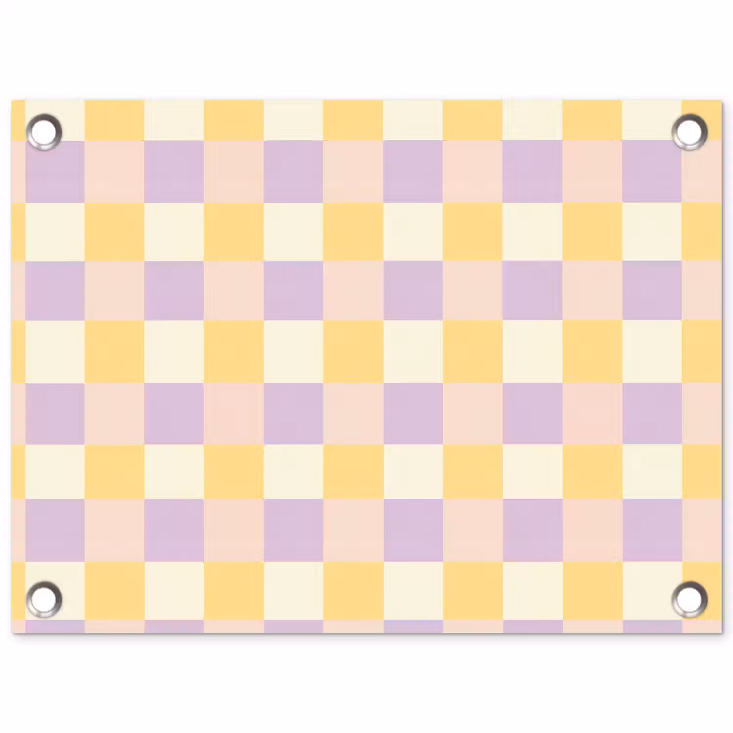 Blokjes - Lila - Geel tuinposter los doek klein 239 -3d
