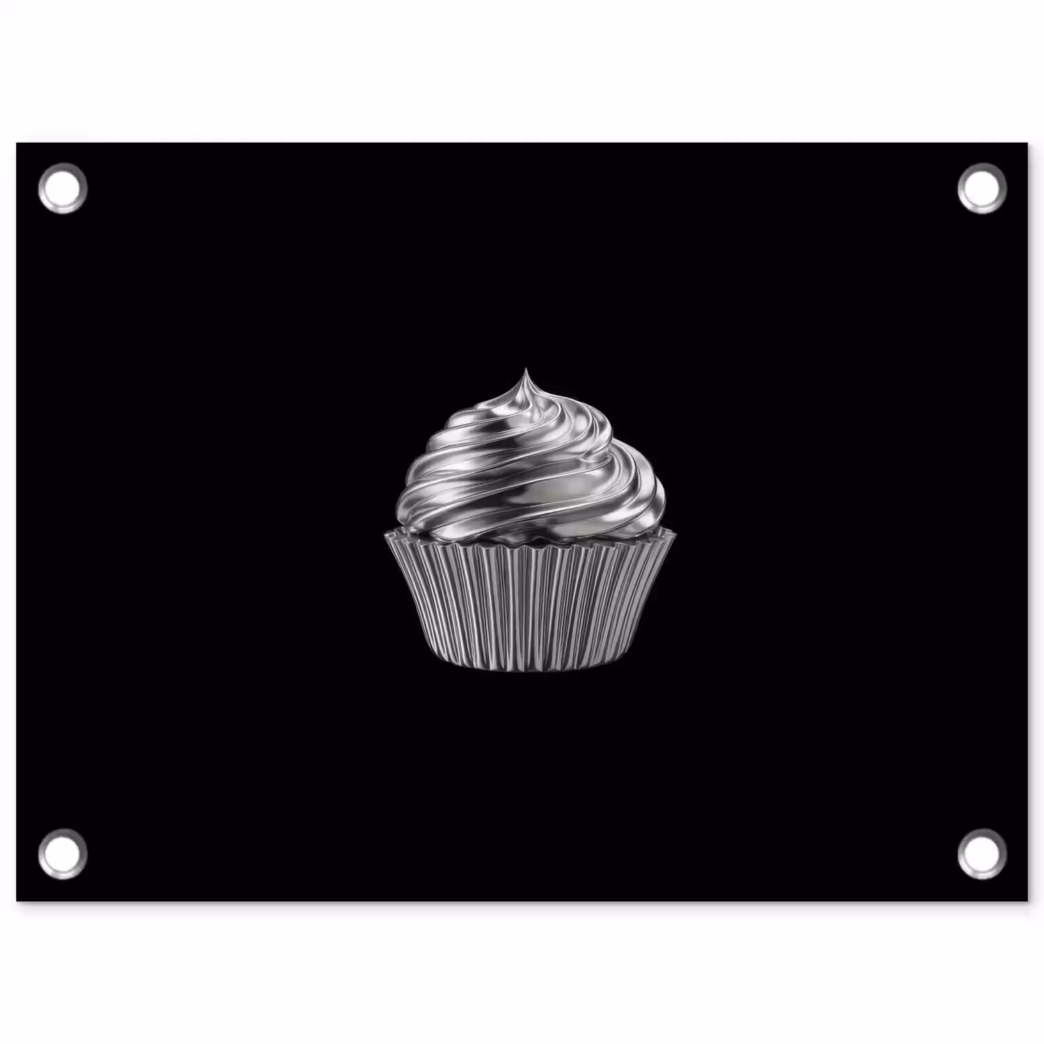 Cupcake - Luxueus - Zilver tuinposter los doek klein -3d