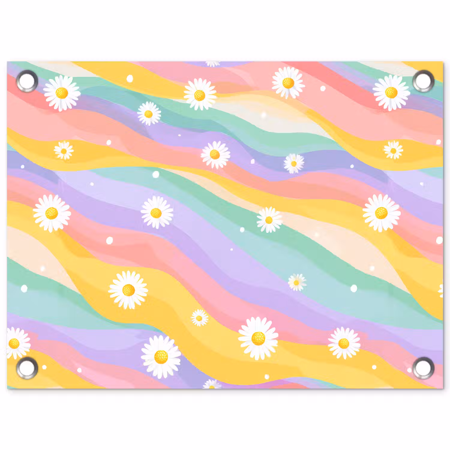 Madeliefjes - Kleurrijk - Pastel - Vrolijk tuinposter los doek klein -3d