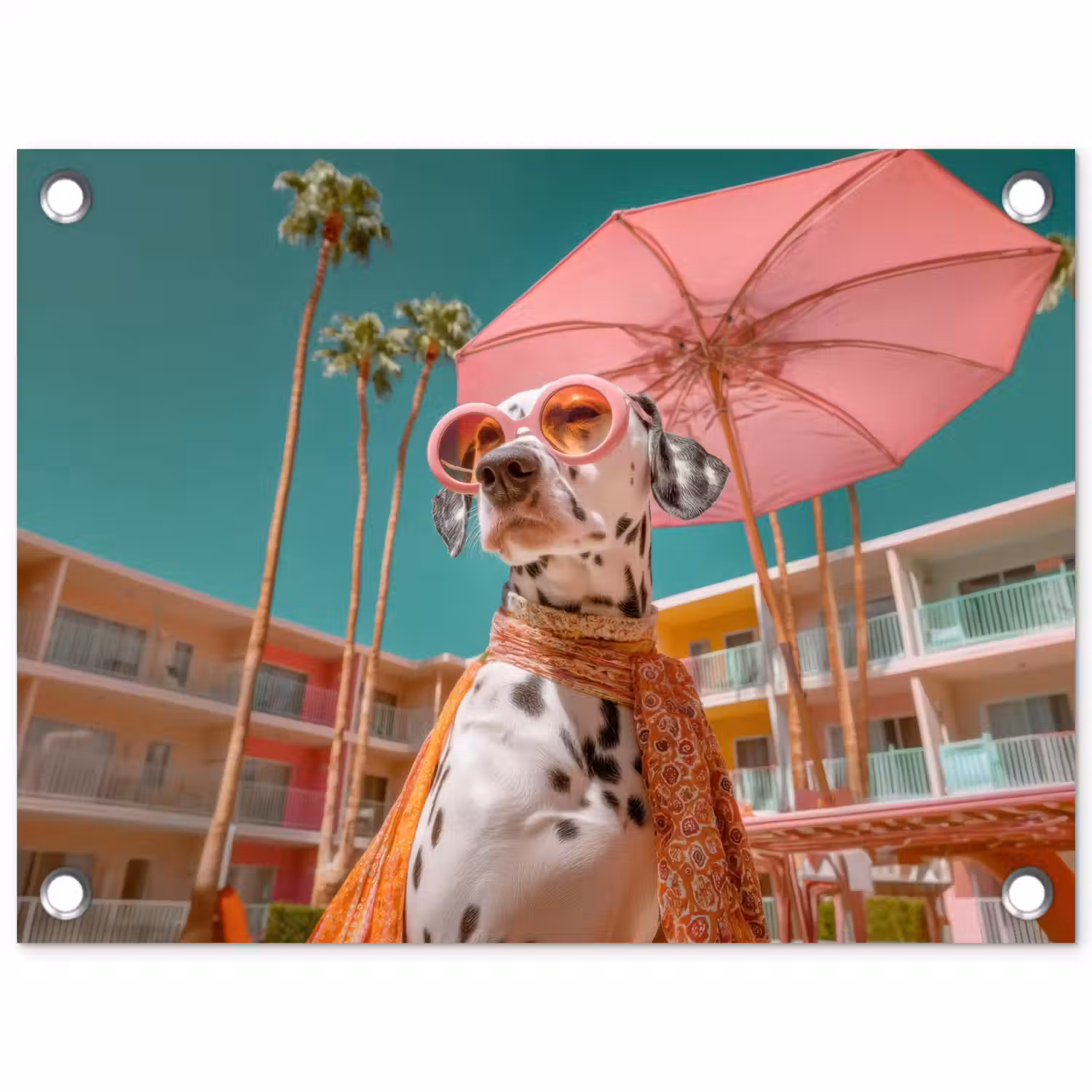 Dalmatiër - Zonnebril - Parasol - Roze tuinposter los doek klein -3d