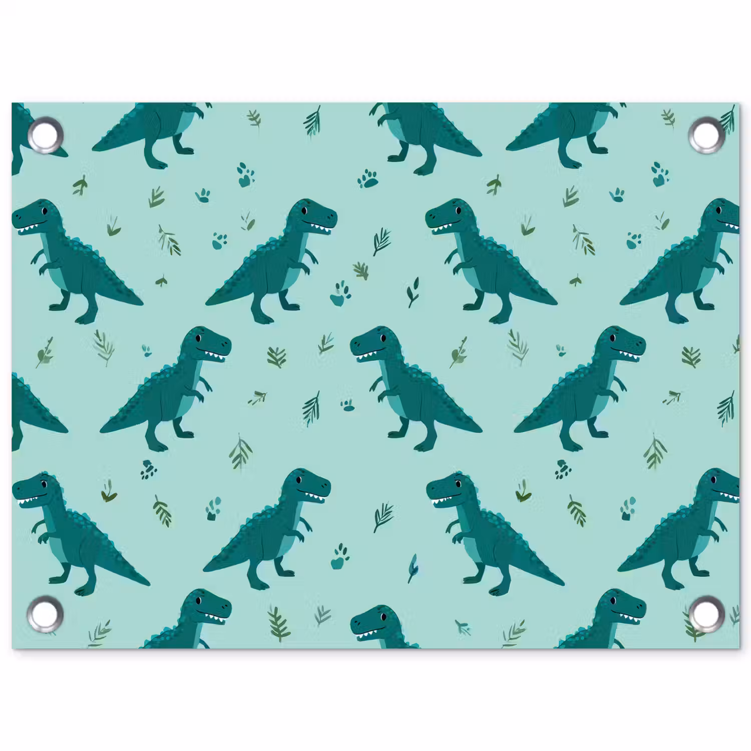 Donkergroen - Dinosaurussen - Afdrukken - Bladeren tuinposter los doek klein -3d