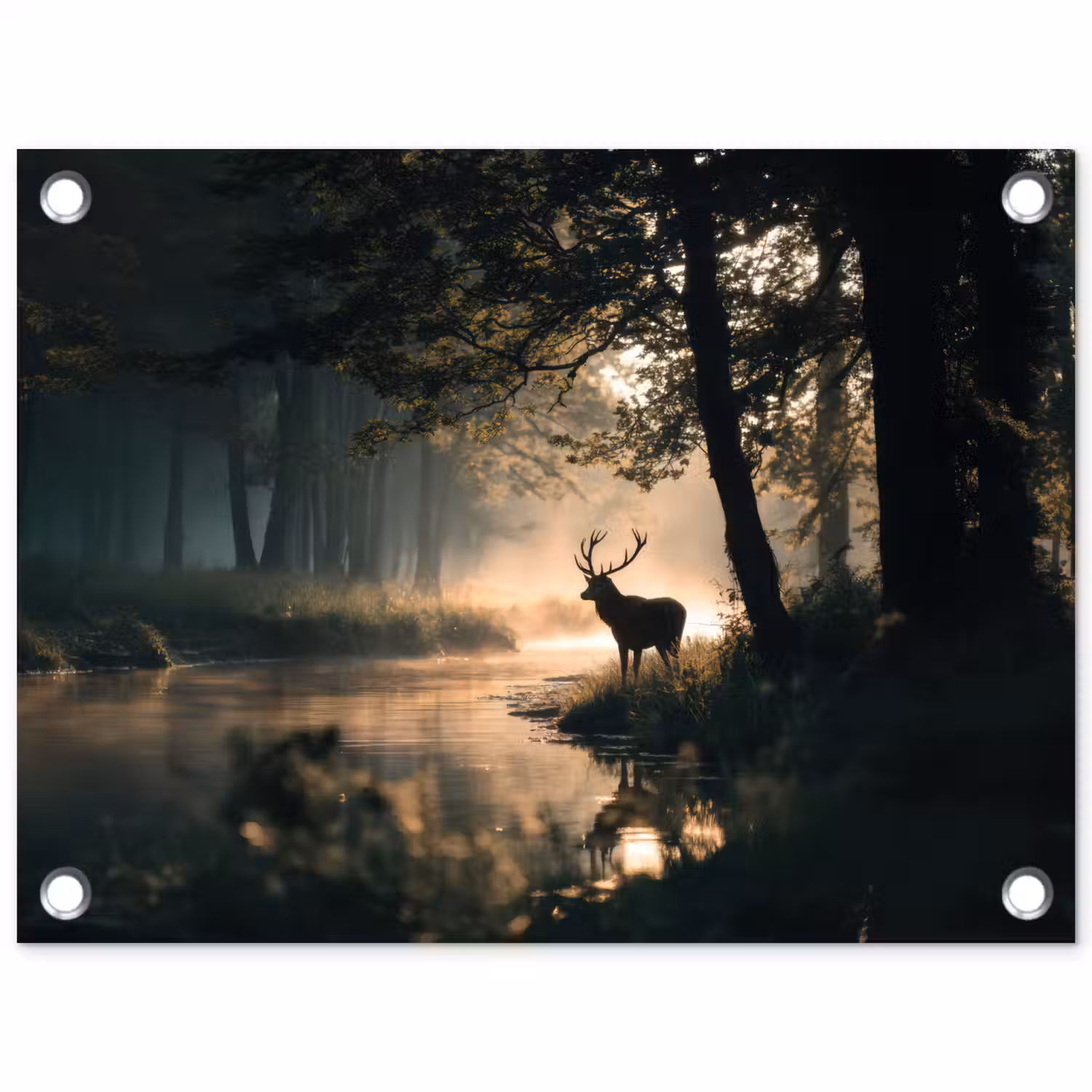 Hert - Bosbeek - Mystiek tuinposter los doek klein -3d