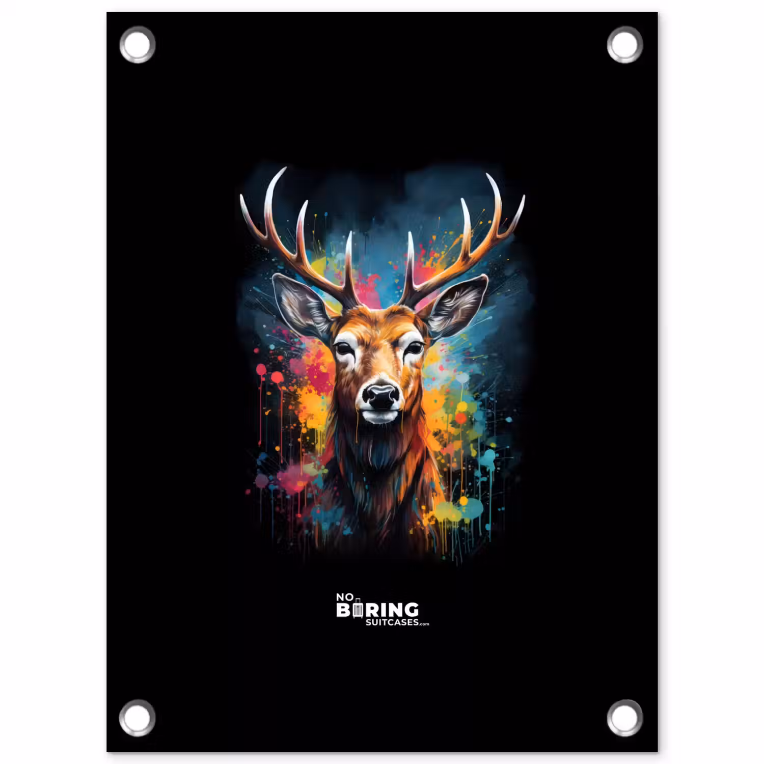 Hert met gewei tussen graffiti spray tuinposter los doek klein -3d