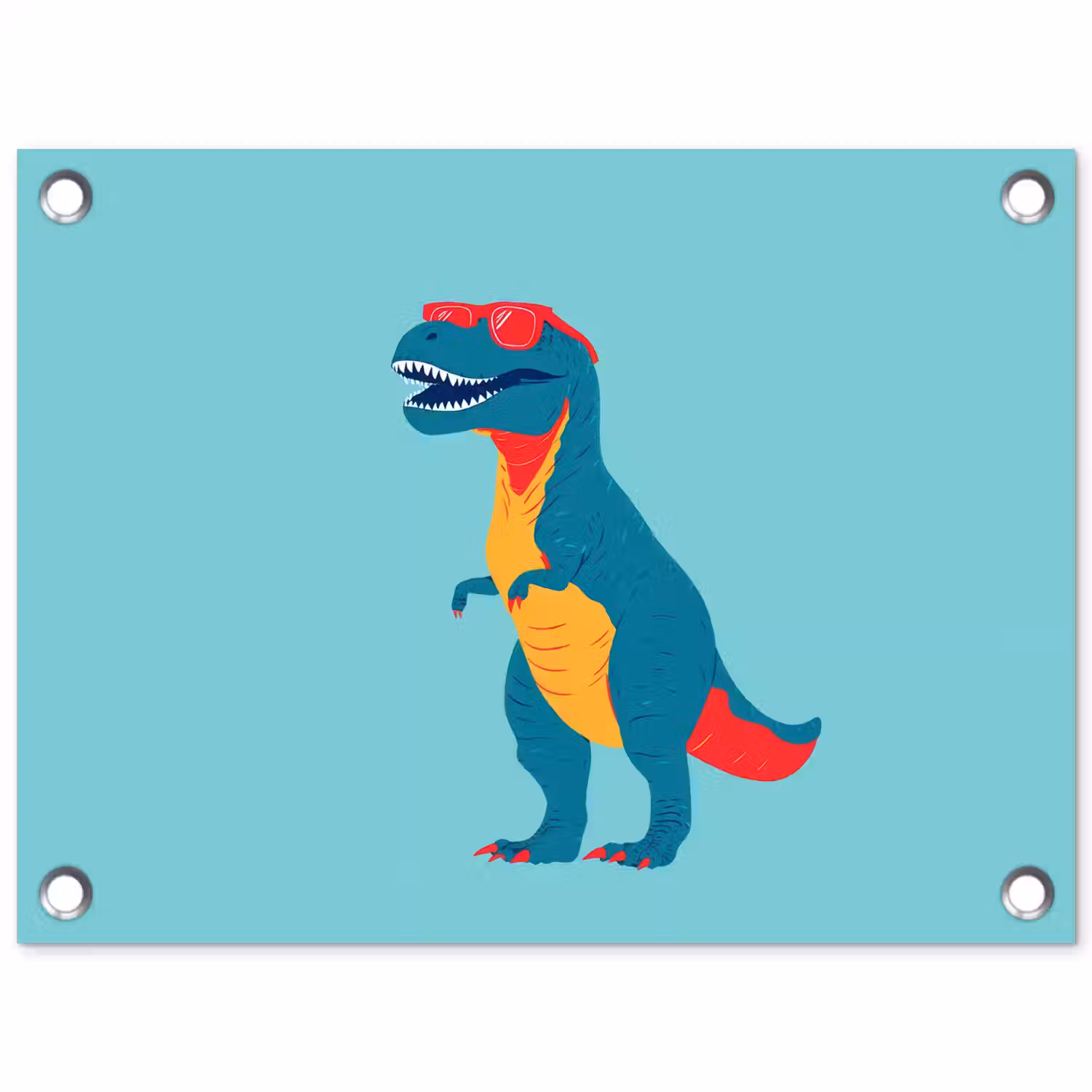 Dinosaurus - Blauw - Zonnebril tuinposter los doek klein -3d