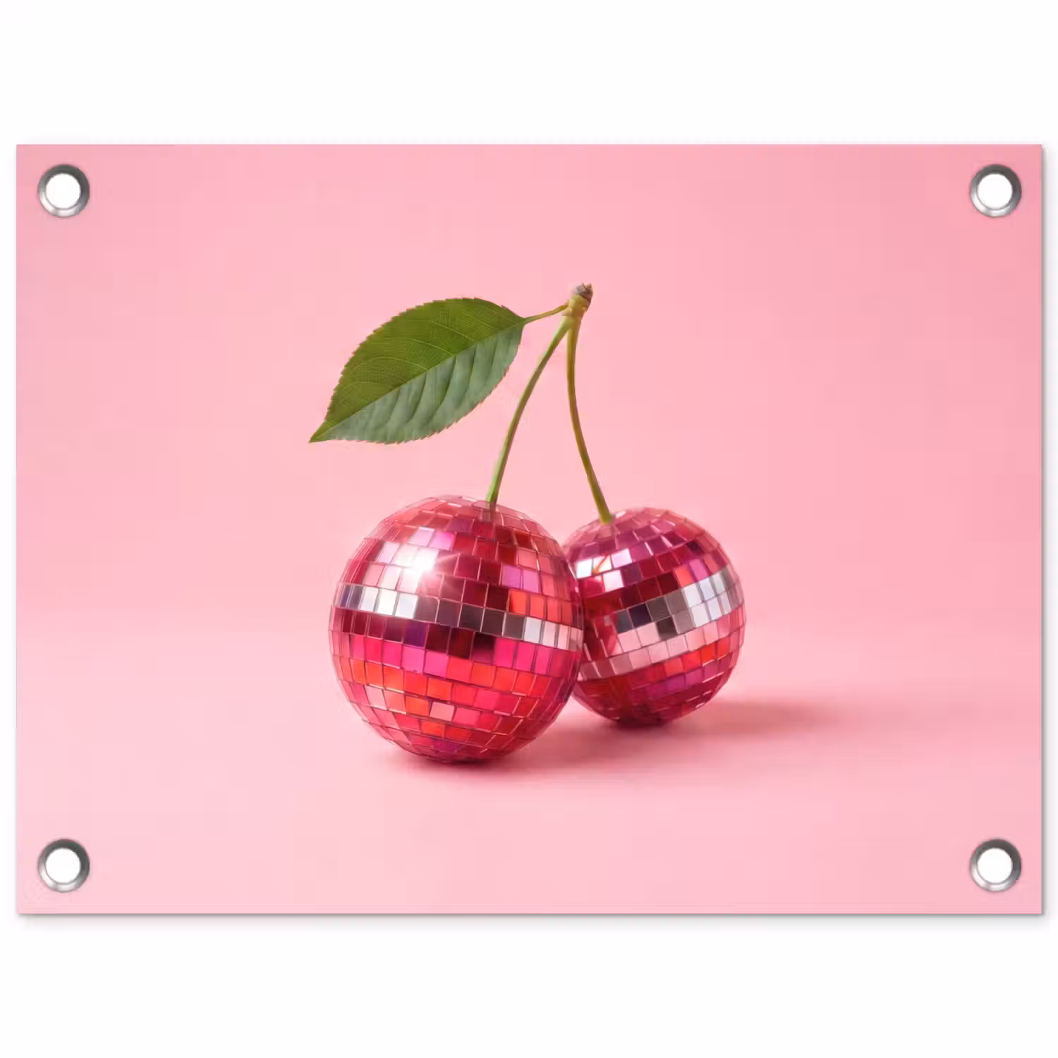 Disco - Kersen - Roze tuinposter los doek klein -3d