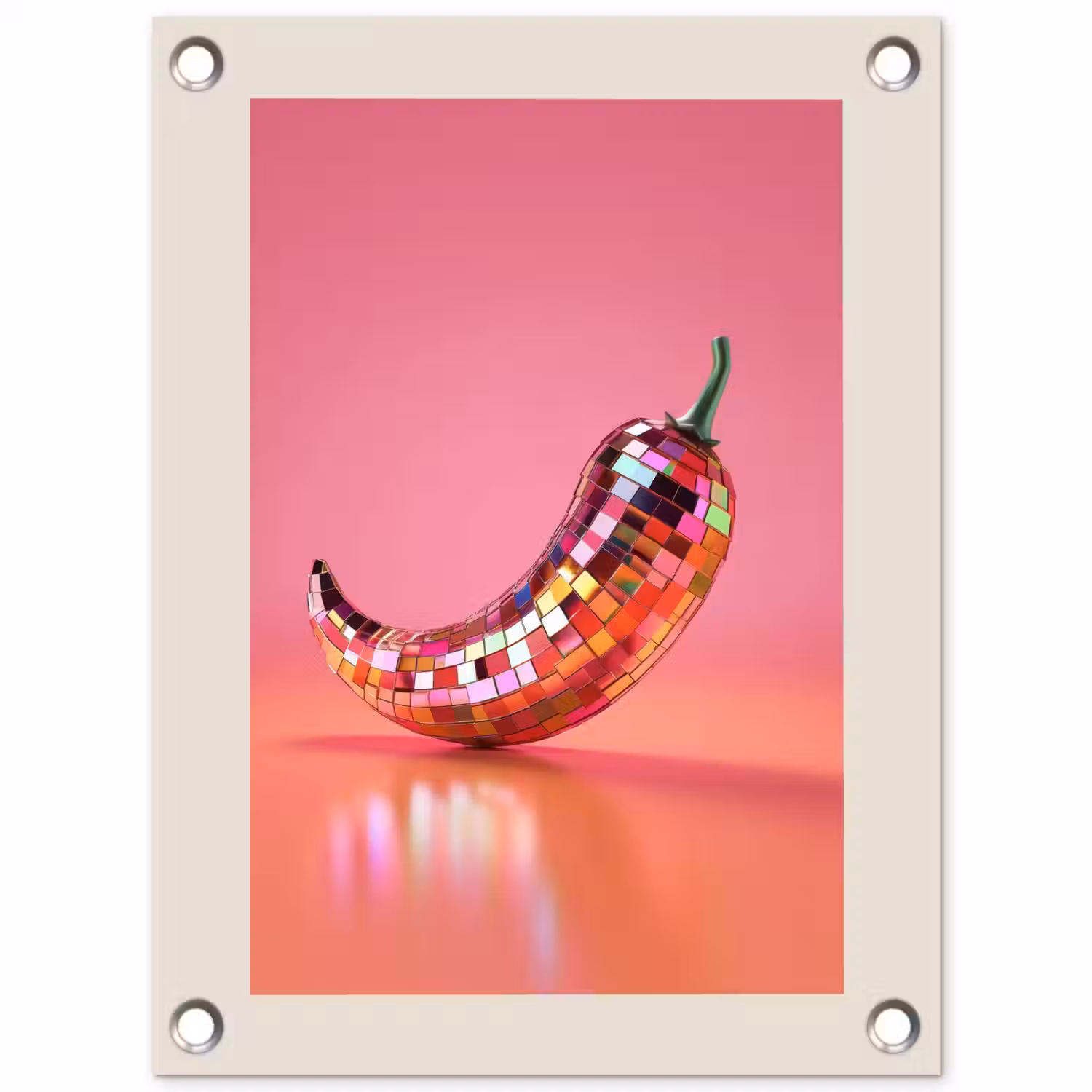Disco - Peper - Roze tuinposter los doek klein -3d