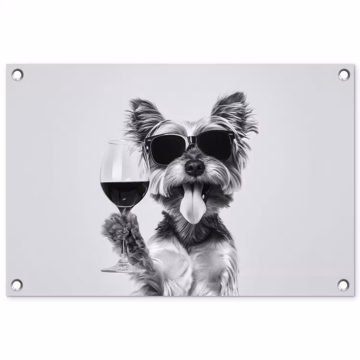 Hondje - Wijnglas - Zonnebril - Enthousiast tuinposter los doek klein -3d
