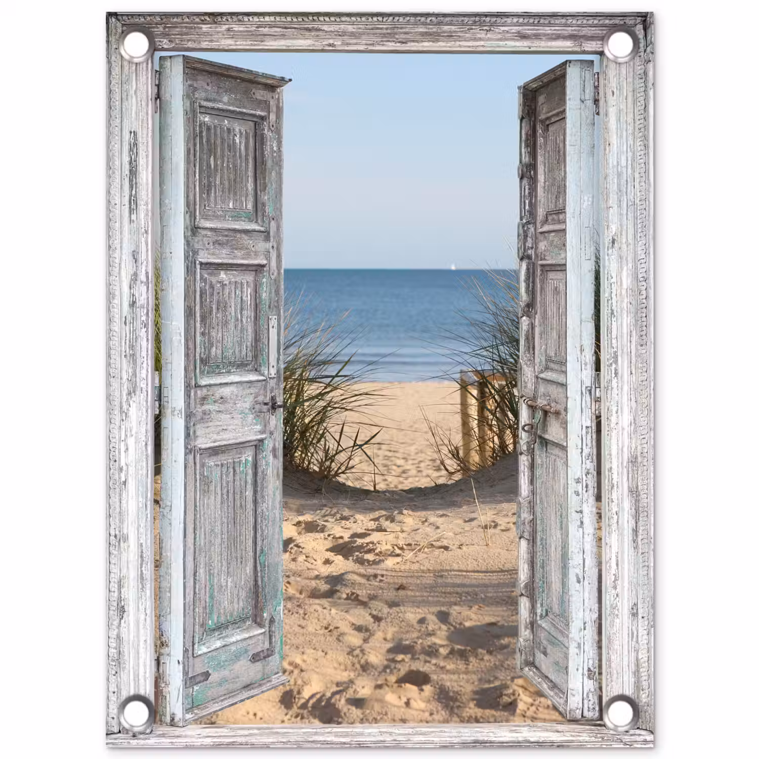 Deur naar de zee tuinposter los doek klein -3d
