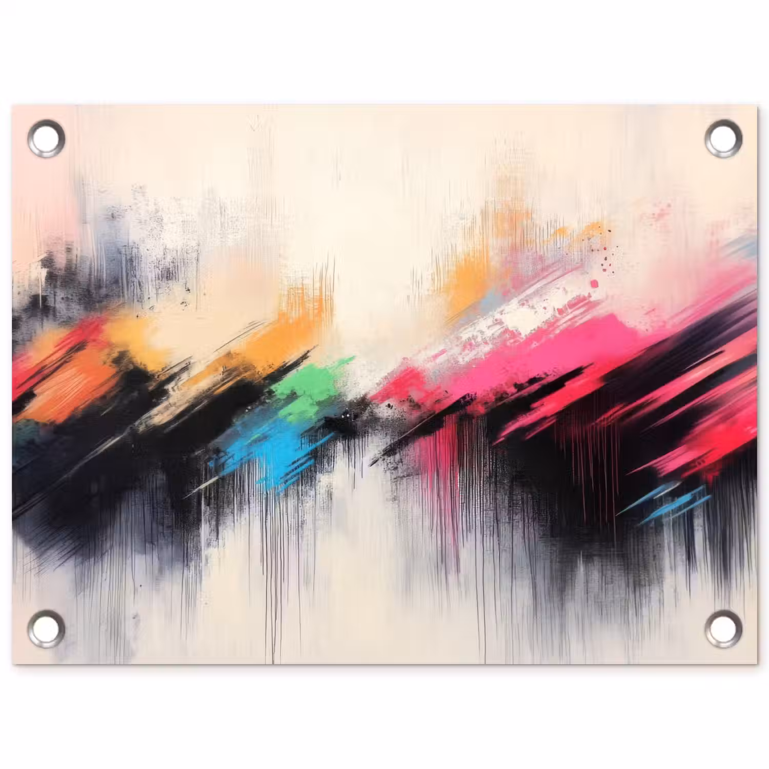 Dynamisch - Abstract - Kleurrijk - Zwart tuinposter los doek klein -3d