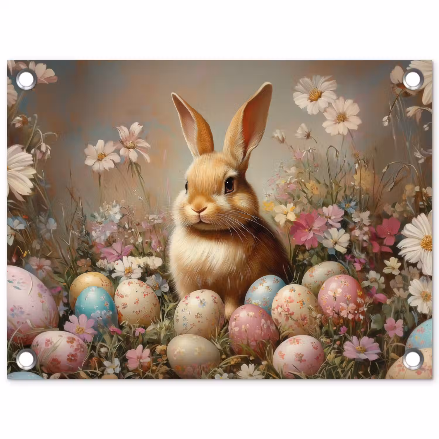 Paashaas - Lente - Paaseieren tuinposter los doek klein -3d