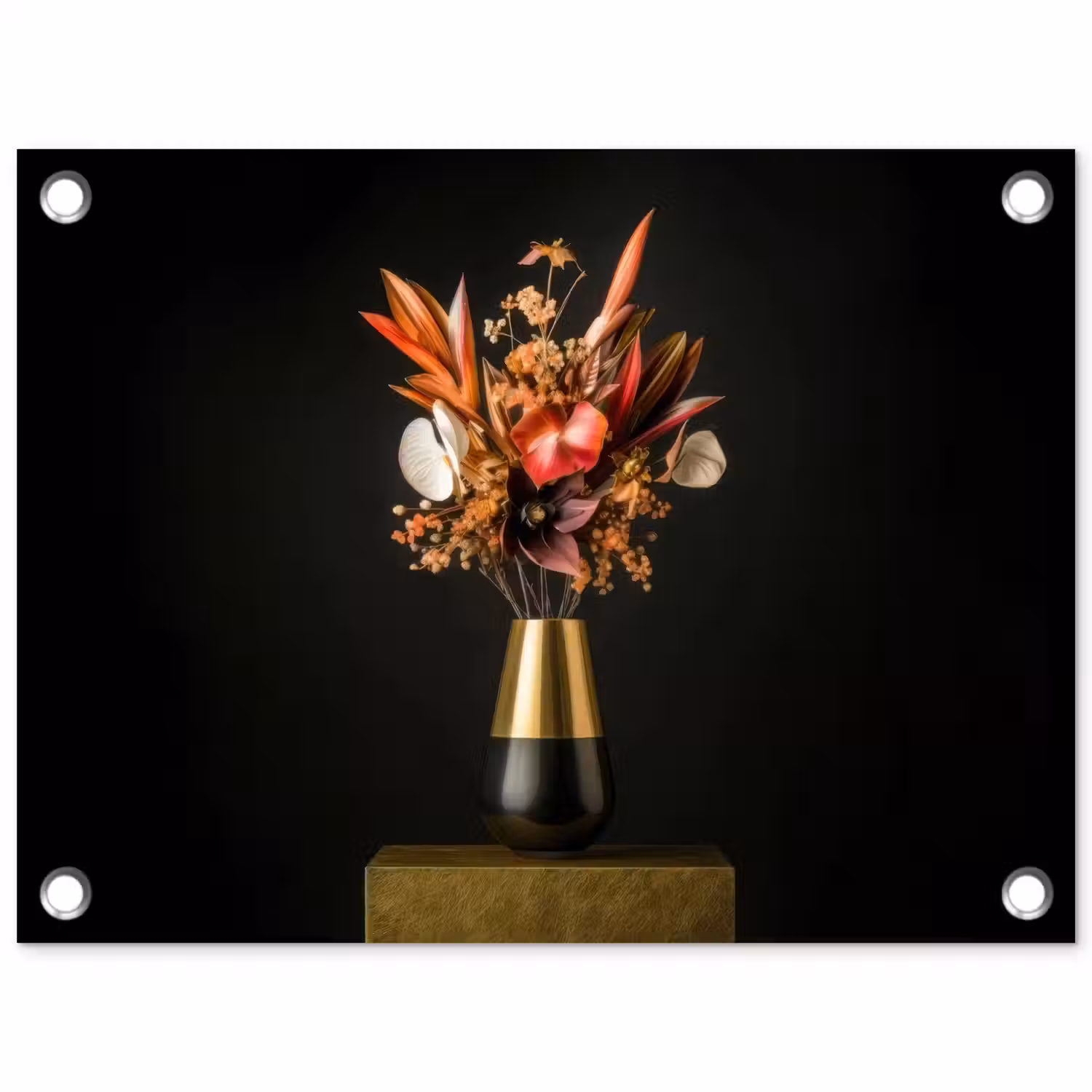 Exotisch - Boeket - Vaas - Goud tuinposter los doek klein -3d