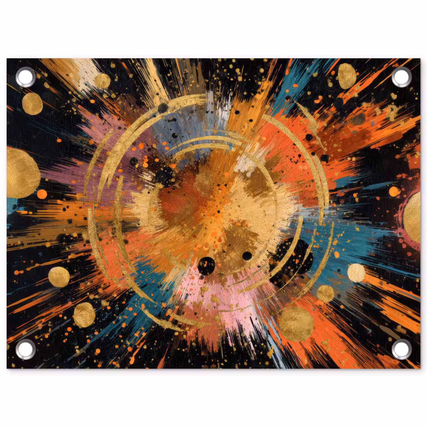 Explosie - Verfstructuur - Goud - Abstract tuinposter los doek klein -3d