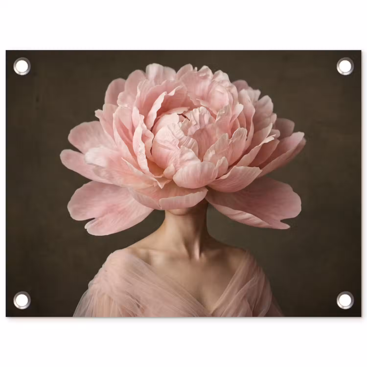 Gezicht - Roos - Roze tuinposter los doek klein -3d