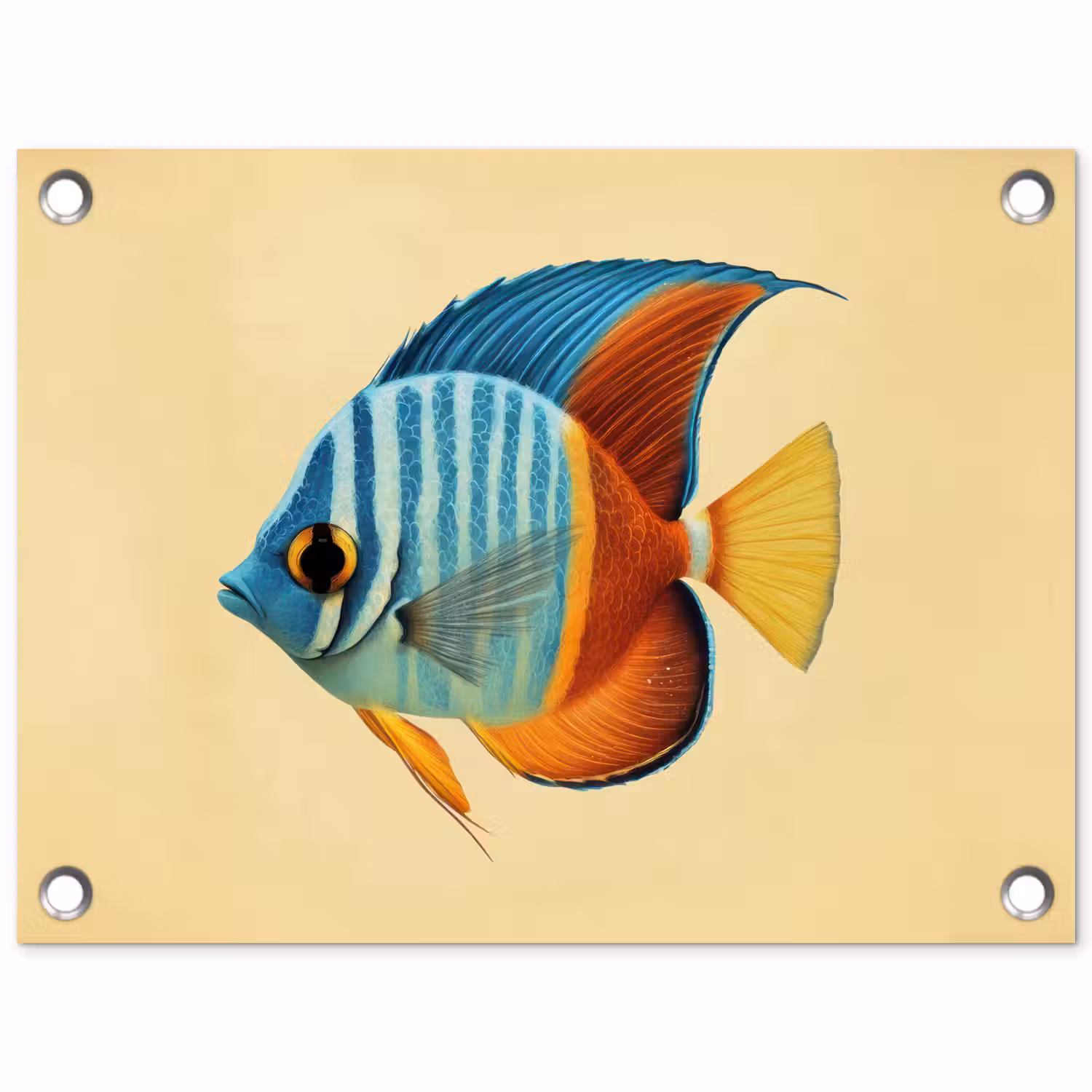 Vis - Vinnen - Blauw - Ogen tuinposter los doek klein -3d