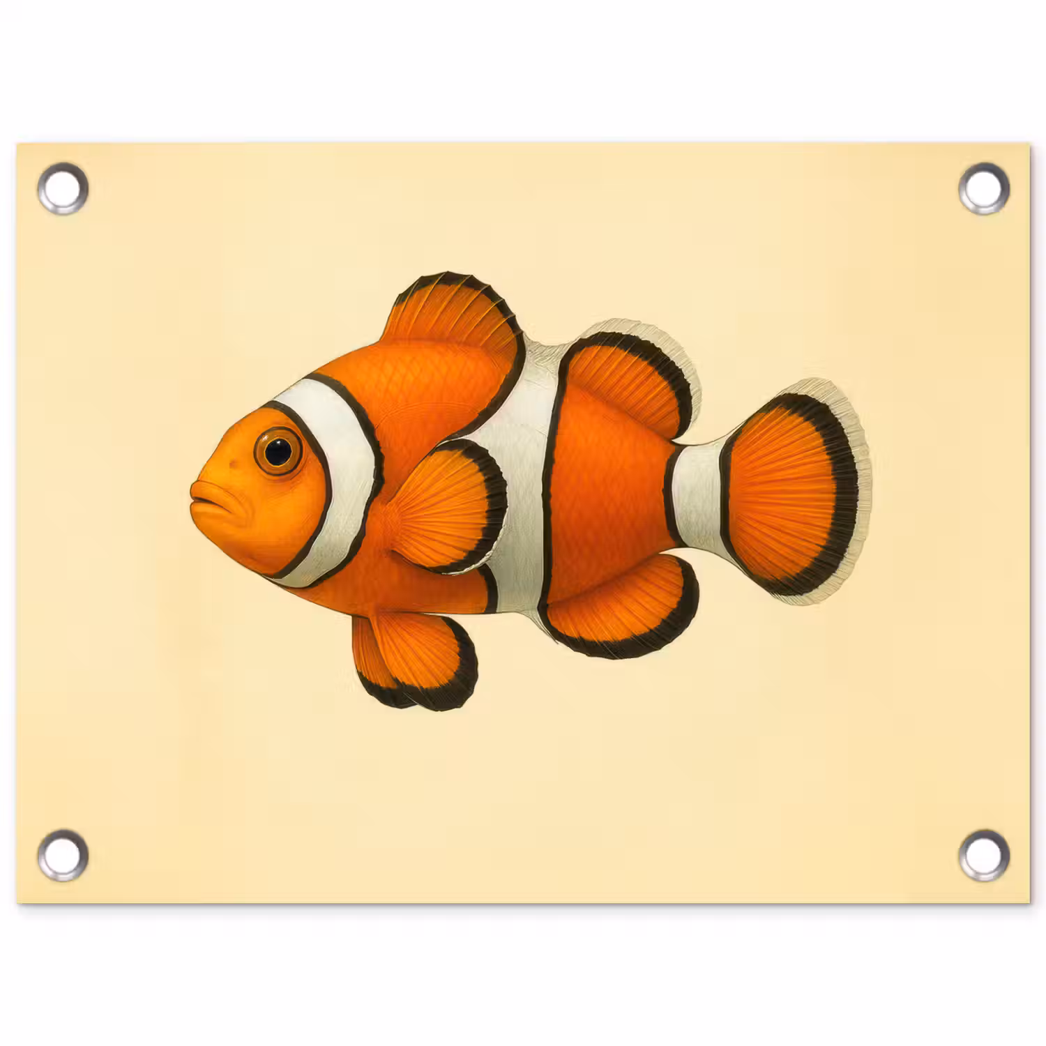 Vis - Oranje - Strepen tuinposter los doek klein -3d