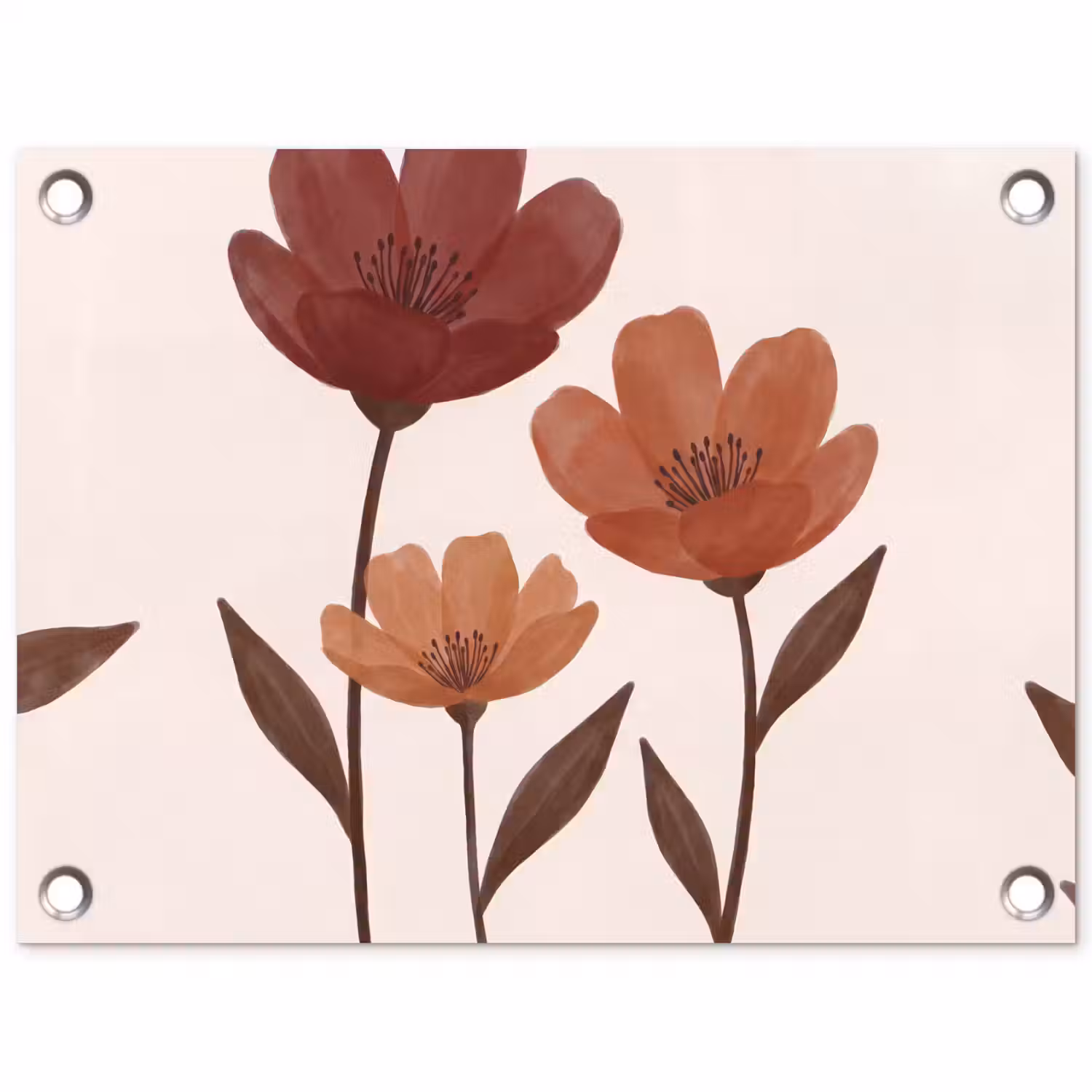 Bloemen - Abstract - Modern - Bruin - Decoratief tuinposter los doek klein -3d