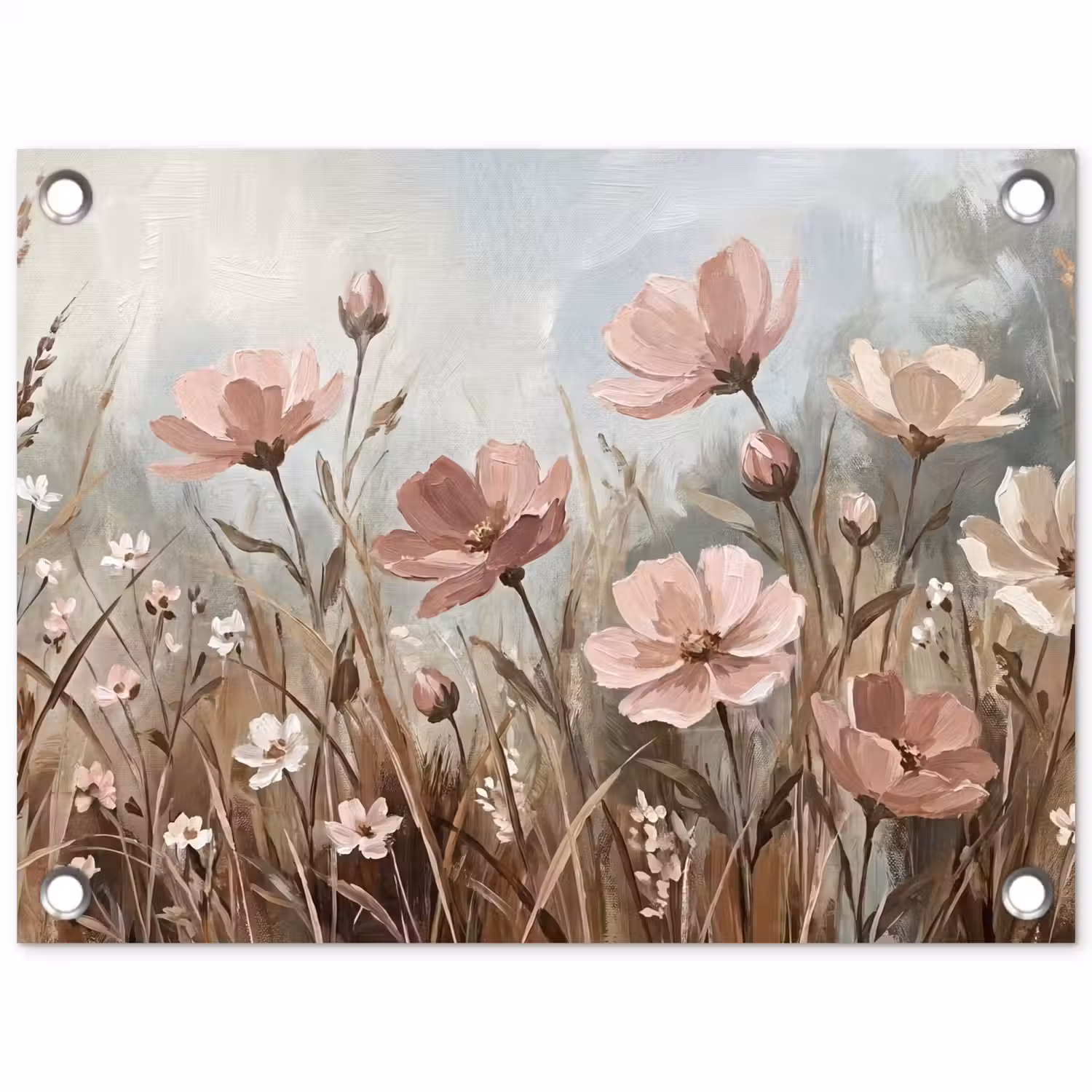 Bloemen - Botanisch - Schilderij - Pastel - Rustiek tuinposter los doek klein -3d