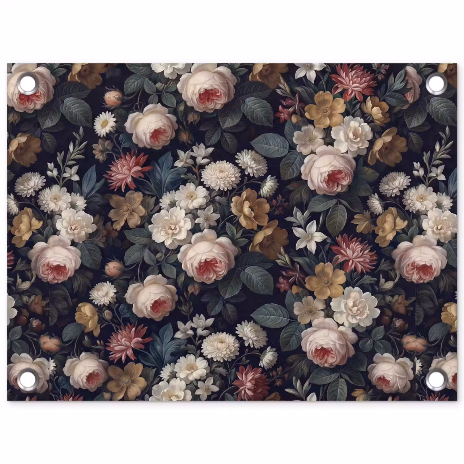 Bloemen - Boeket - Botanisch - Vintage - Donkere achtergrond tuinposter los doek klein -3d