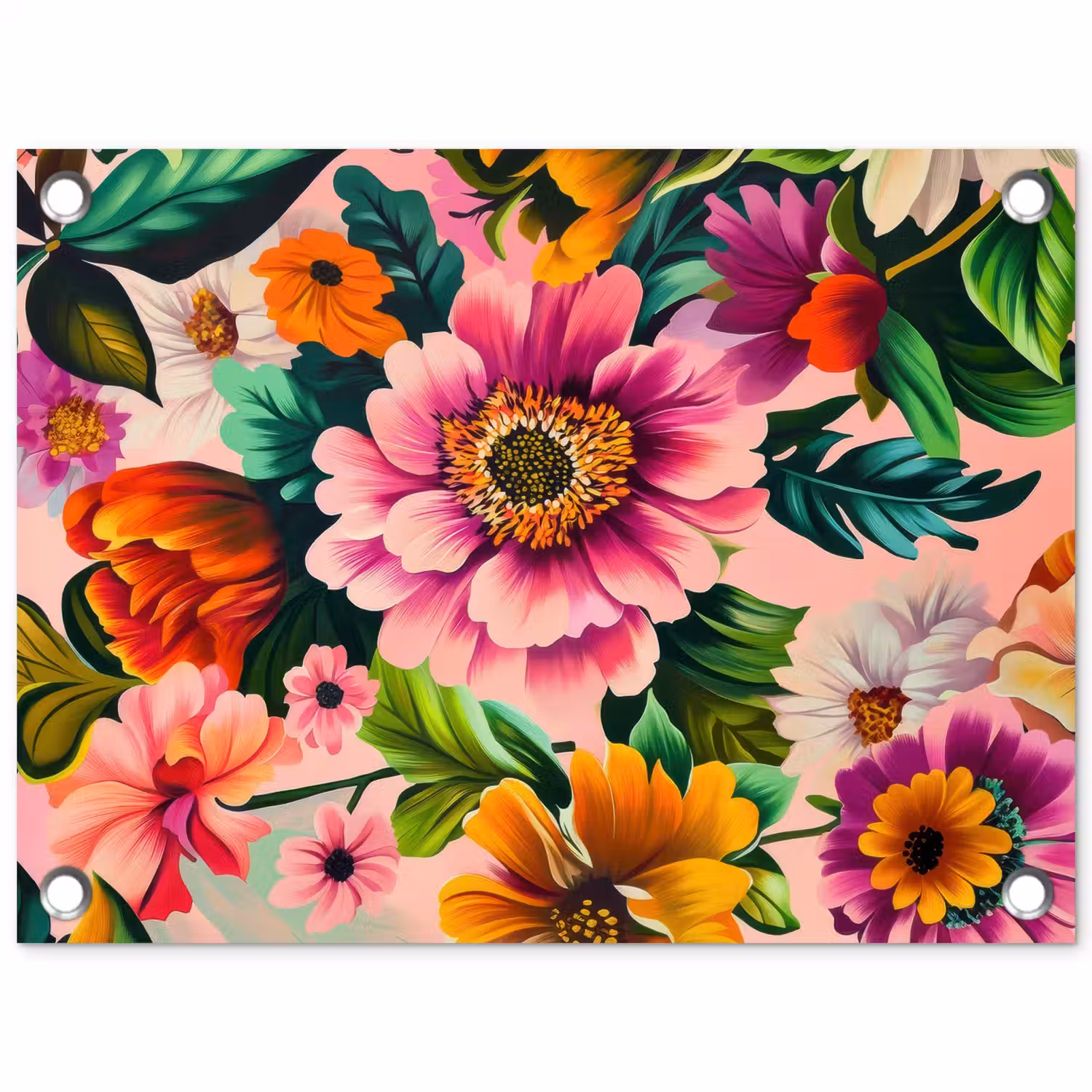 Bloemen - Kleurrijk - Roze tuinposter los doek klein -3d