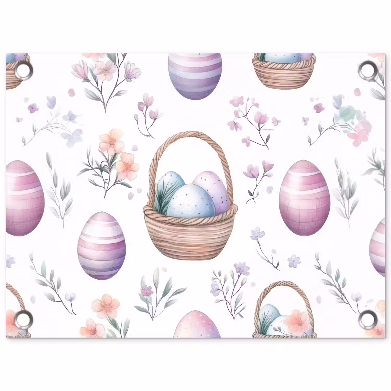 Bloemen - Paaseieren - Patroon tuinposter los doek klein -3d
