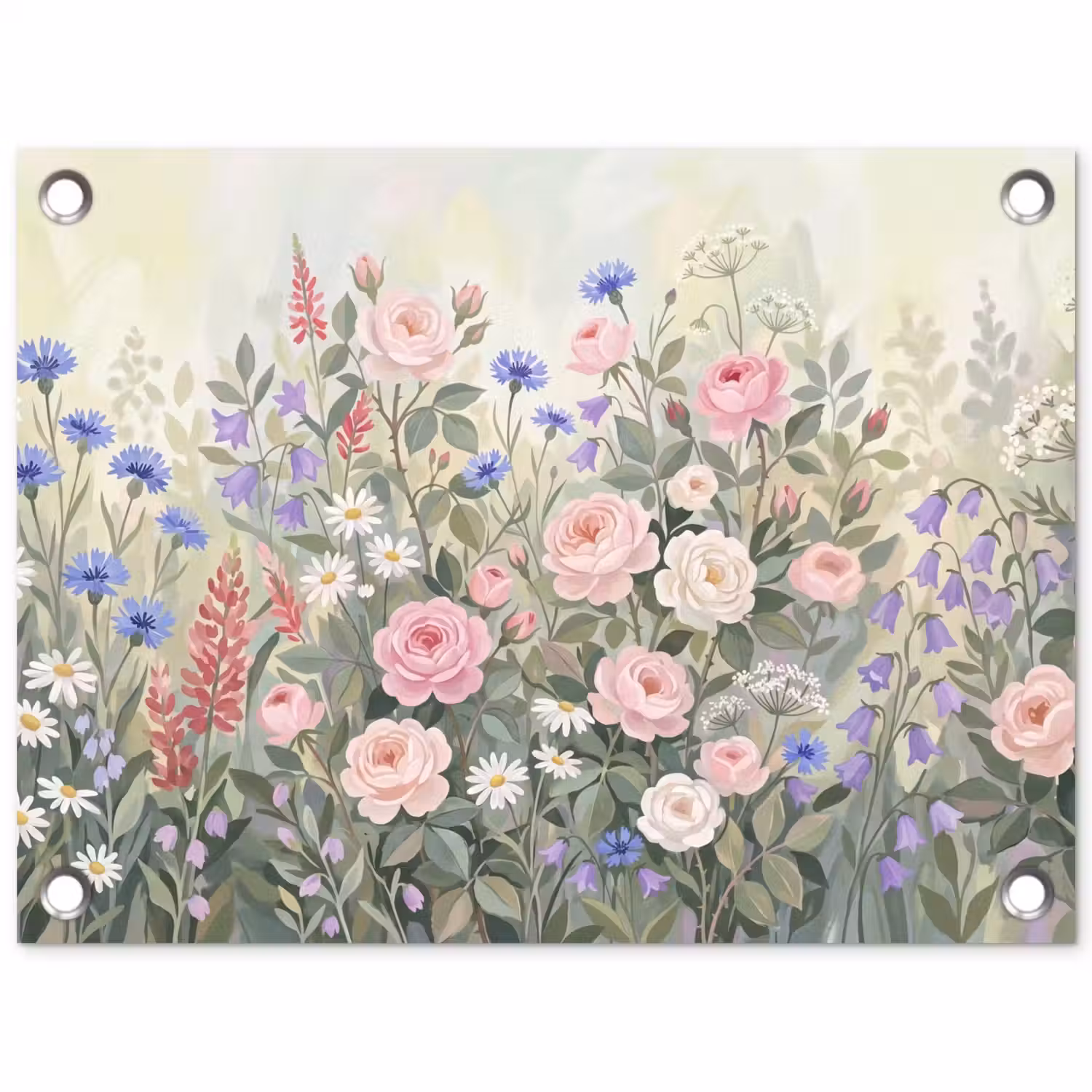 Bloemen - Tuin - Natuur - Kleurrijk tuinposter los doek klein -3d