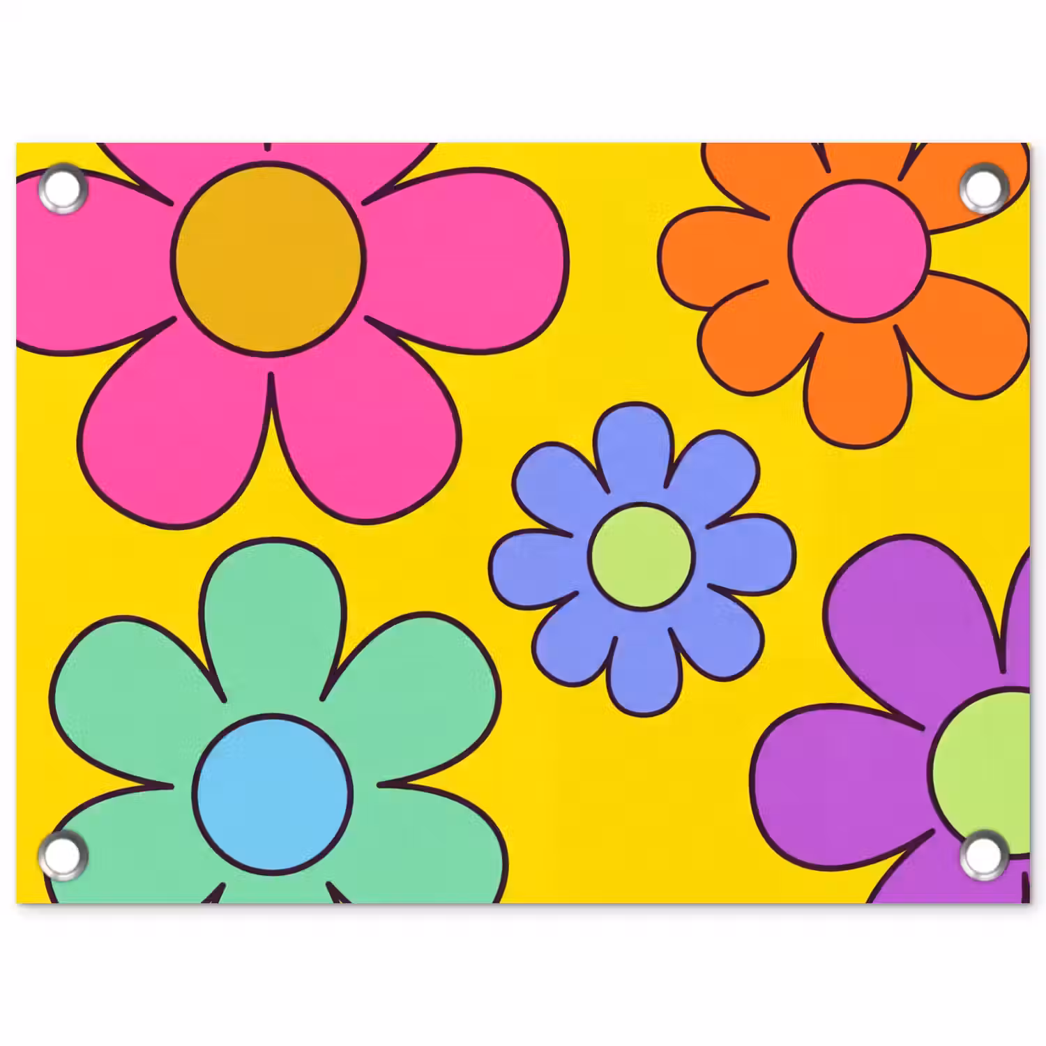 Bloemen - Illustratie - Kleurrijk tuinposter los doek klein -3d