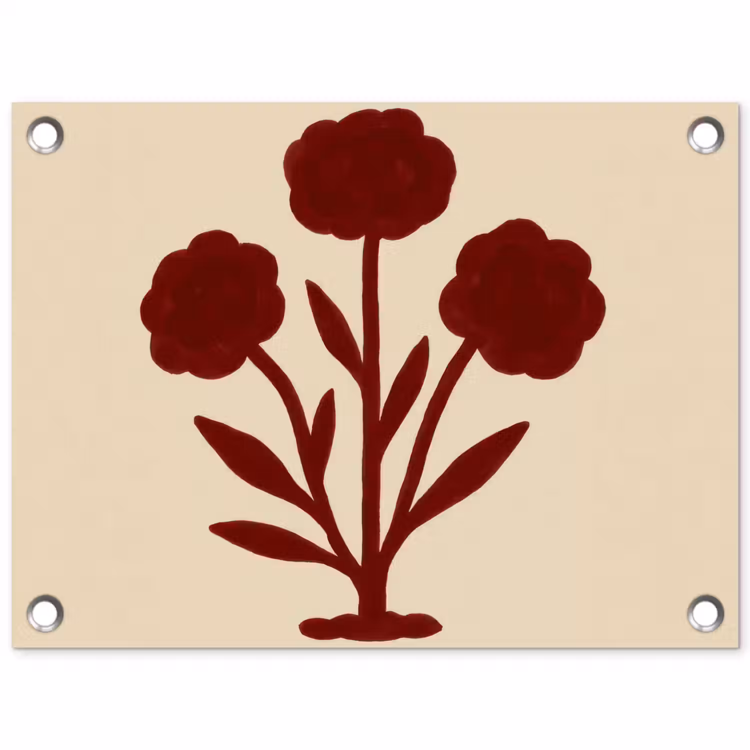 Bloemen - Bladeren - Rood - Minimalistisch tuinposter los doek klein -3d