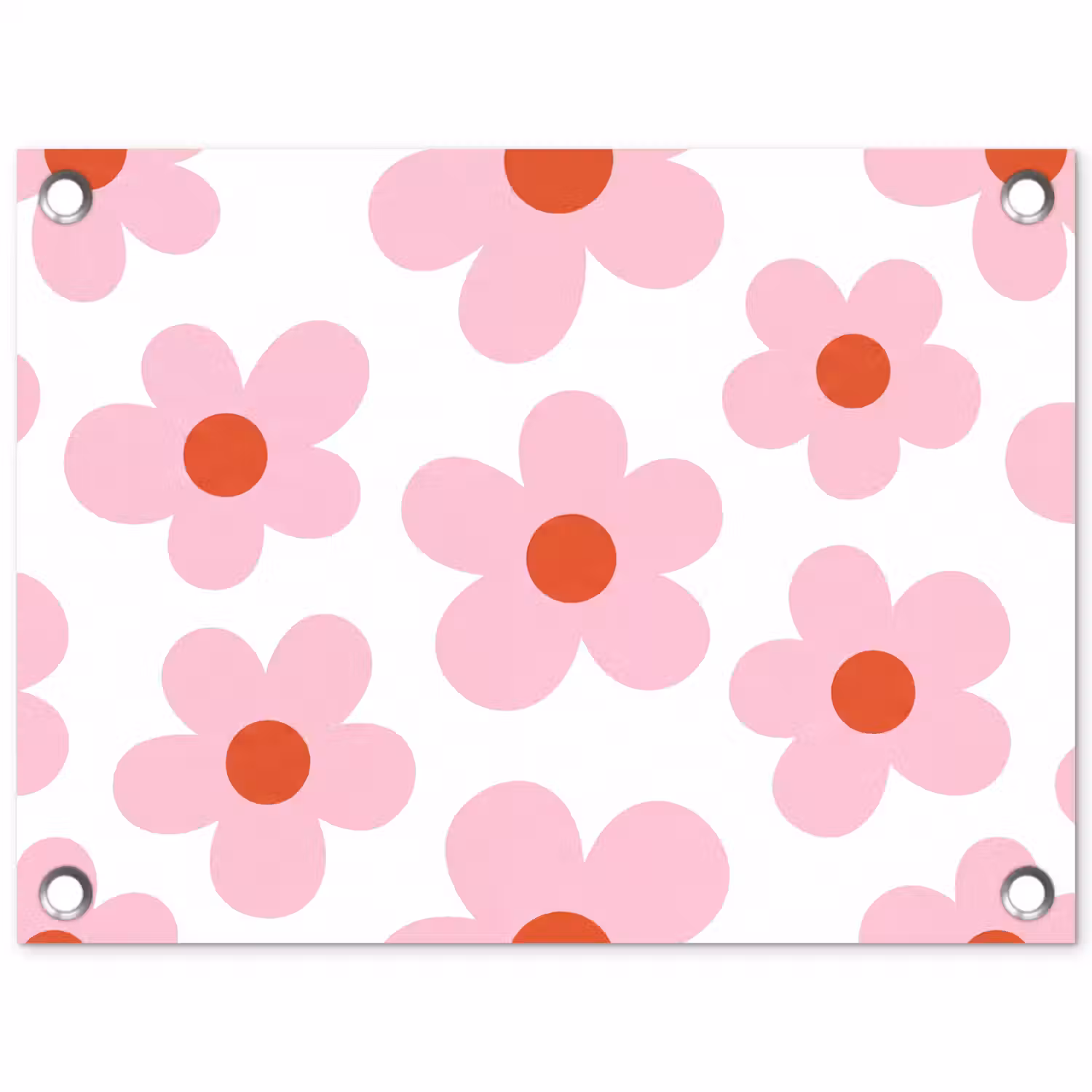 Bloemen - Patroon - Modern - Roze - Wit tuinposter los doek klein -3d