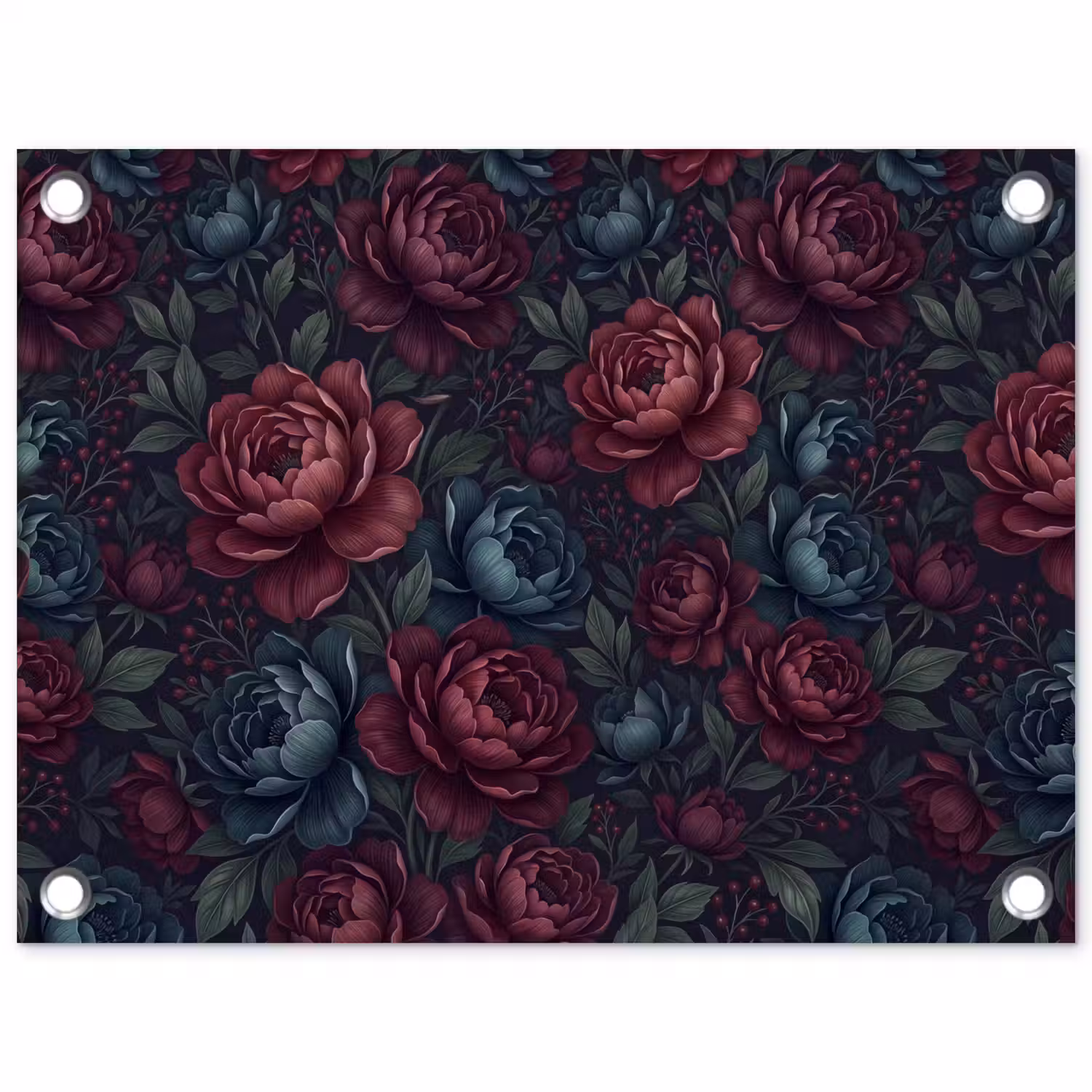 Bloemen - Patroon - Natuur - Klassiek - Donker tuinposter los doek klein -3d
