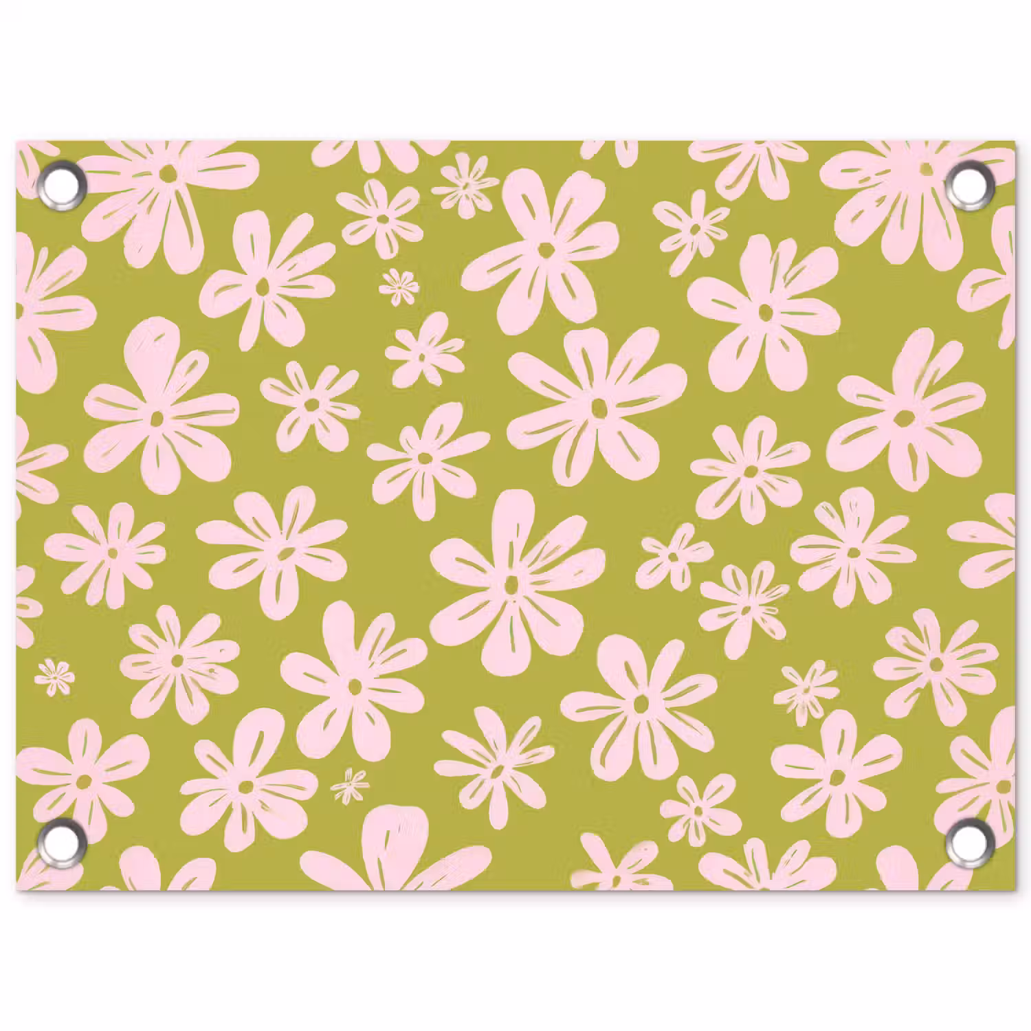 Bloemen - Roze - Getekend - Patroon tuinposter los doek klein -3d