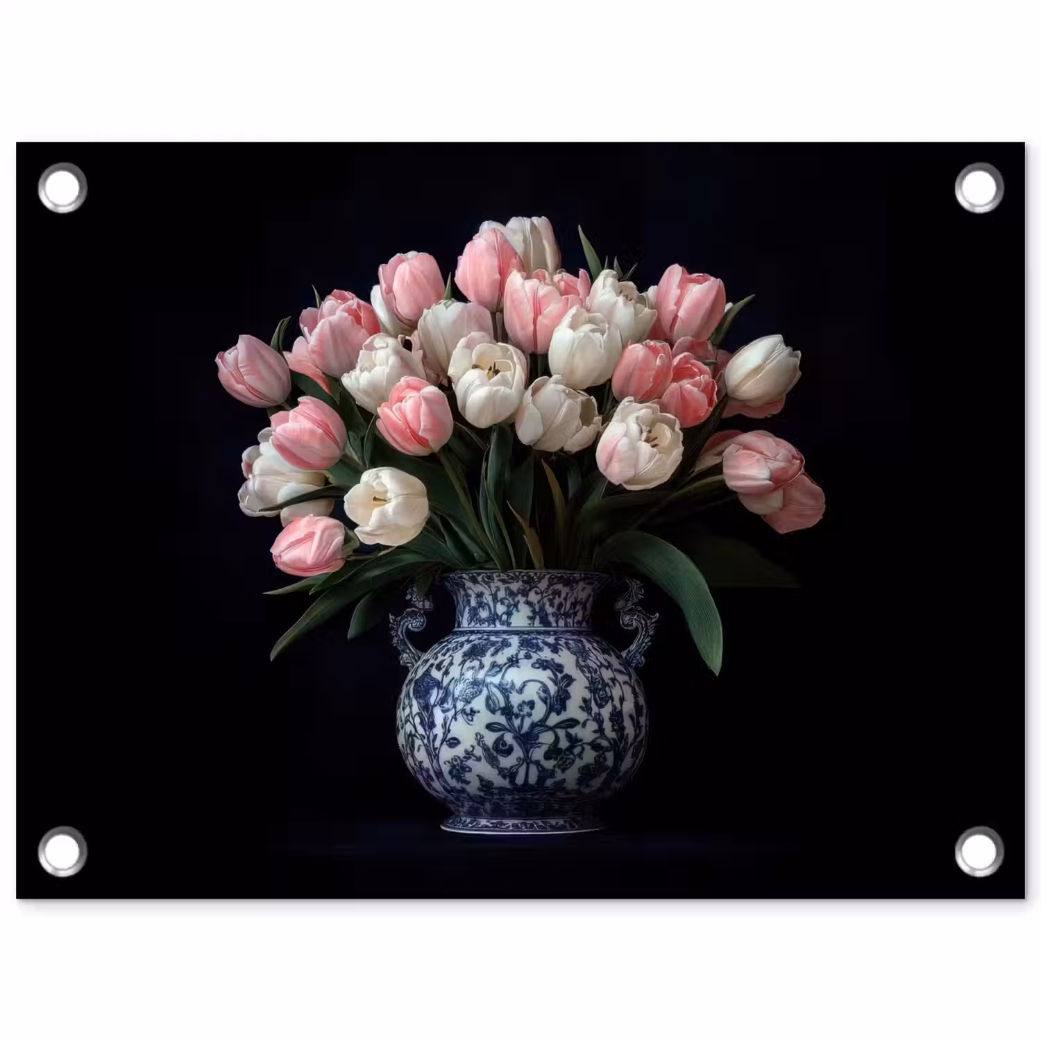 Bloemen - Roze - Tulpen - Vaas tuinposter los doek klein -3d