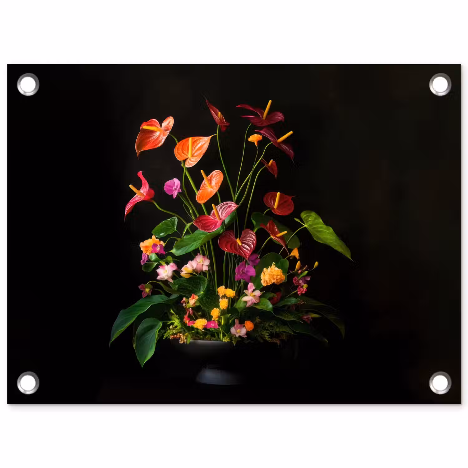 Bloemen - Vaas - Kleurrijk tuinposter los doek klein -3d