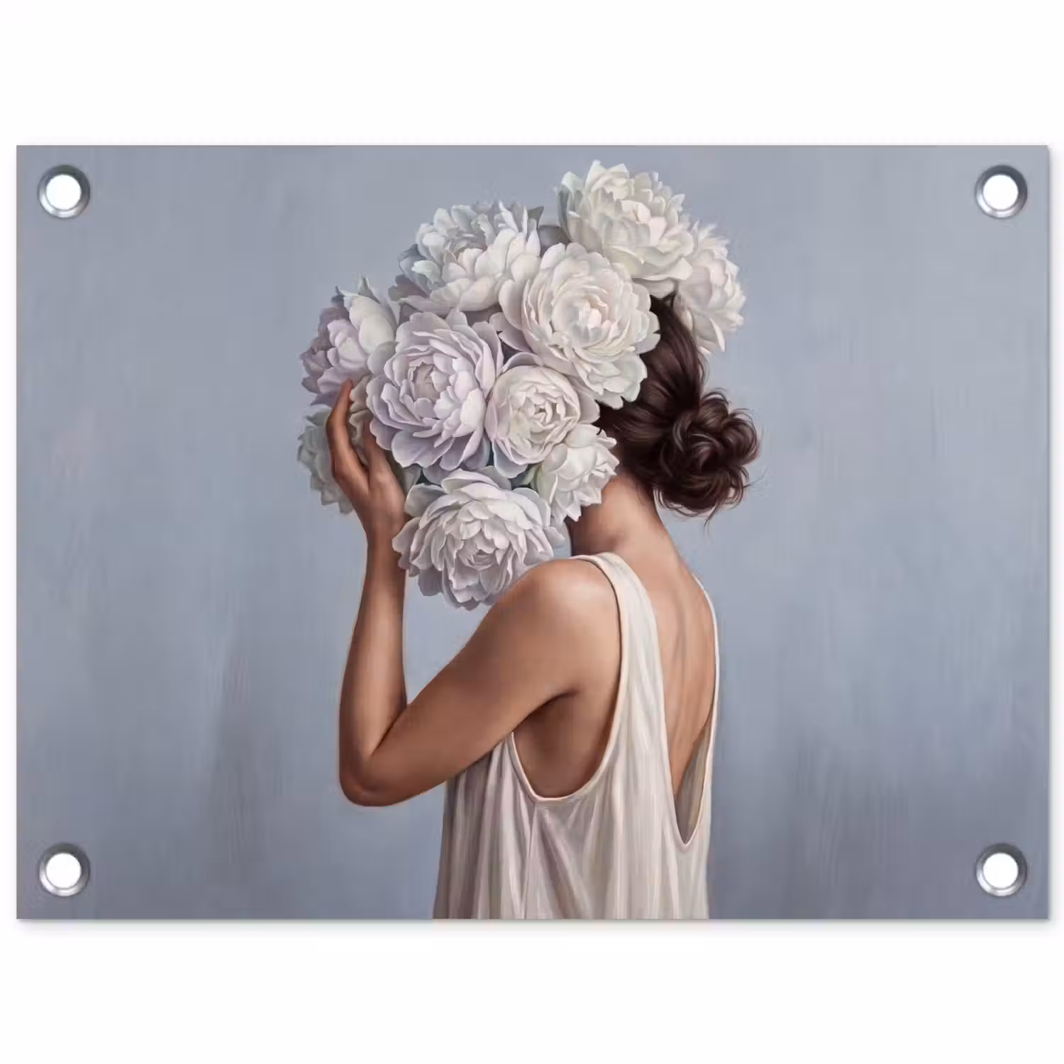 Bloemen - Vrouw - Wit tuinposter los doek klein -3d
