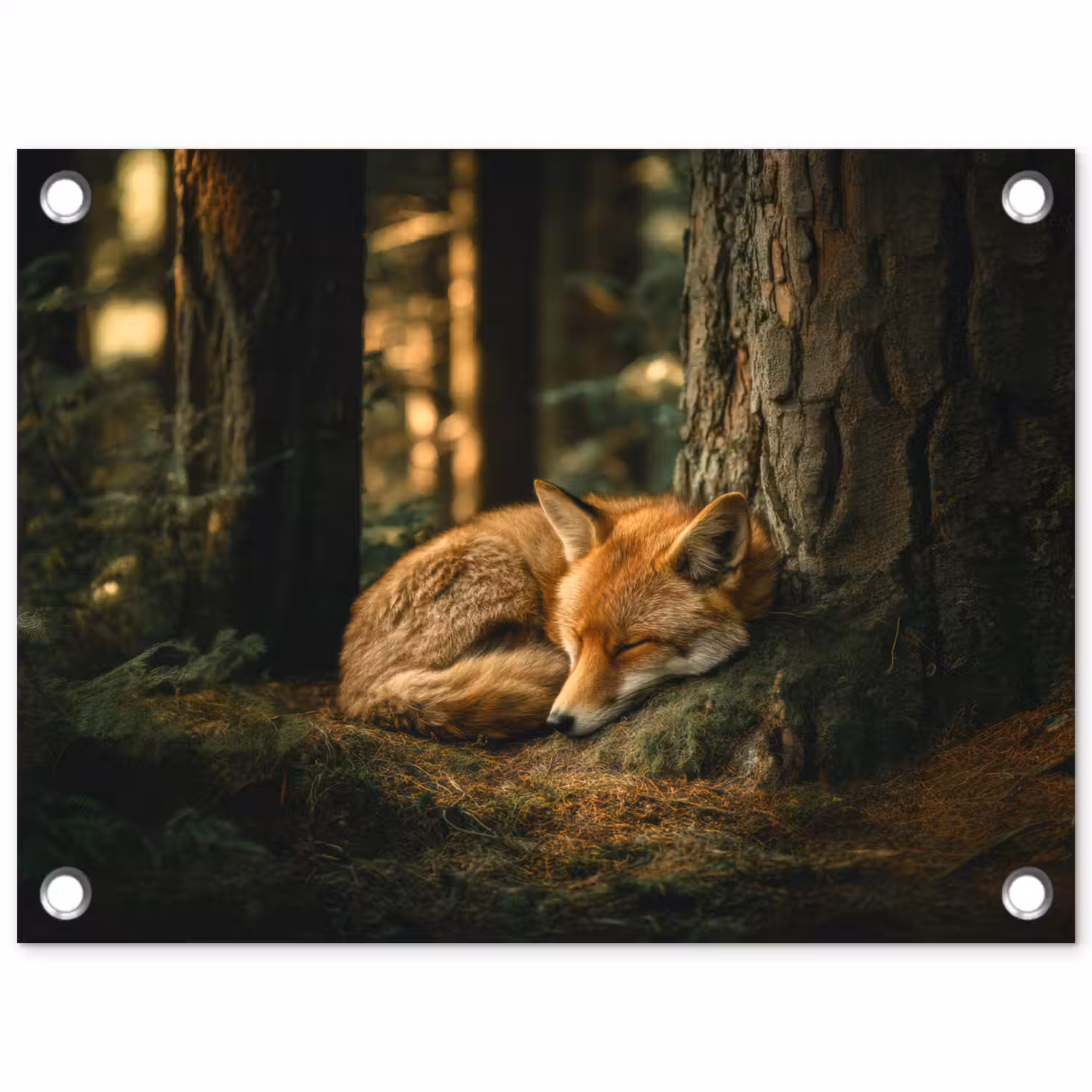 Vos - Bos - Slapen tuinposter los doek klein -3d